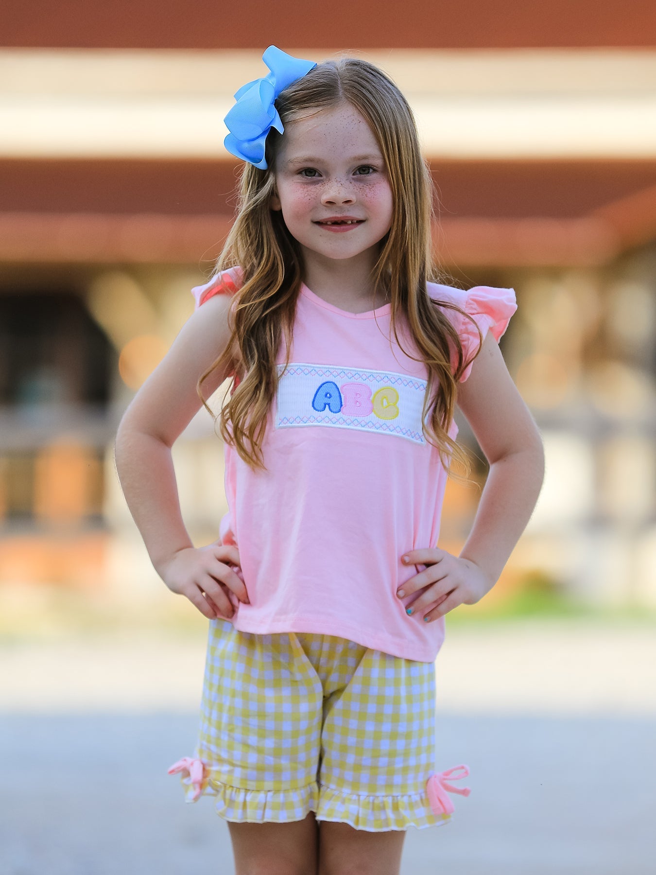 Back To School Girls "ABC" Embroidered Ruffle Set - Abbies Place