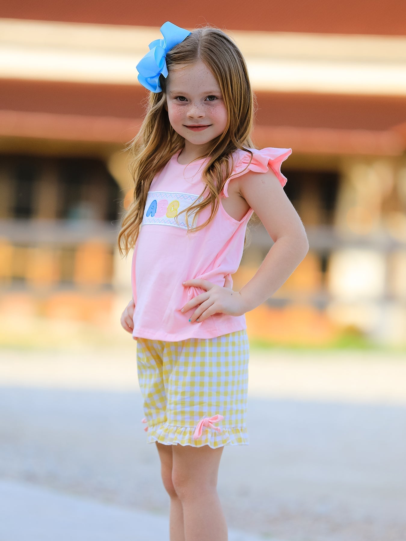 Back To School Girls "ABC" Embroidered Ruffle Set - Abbies Place