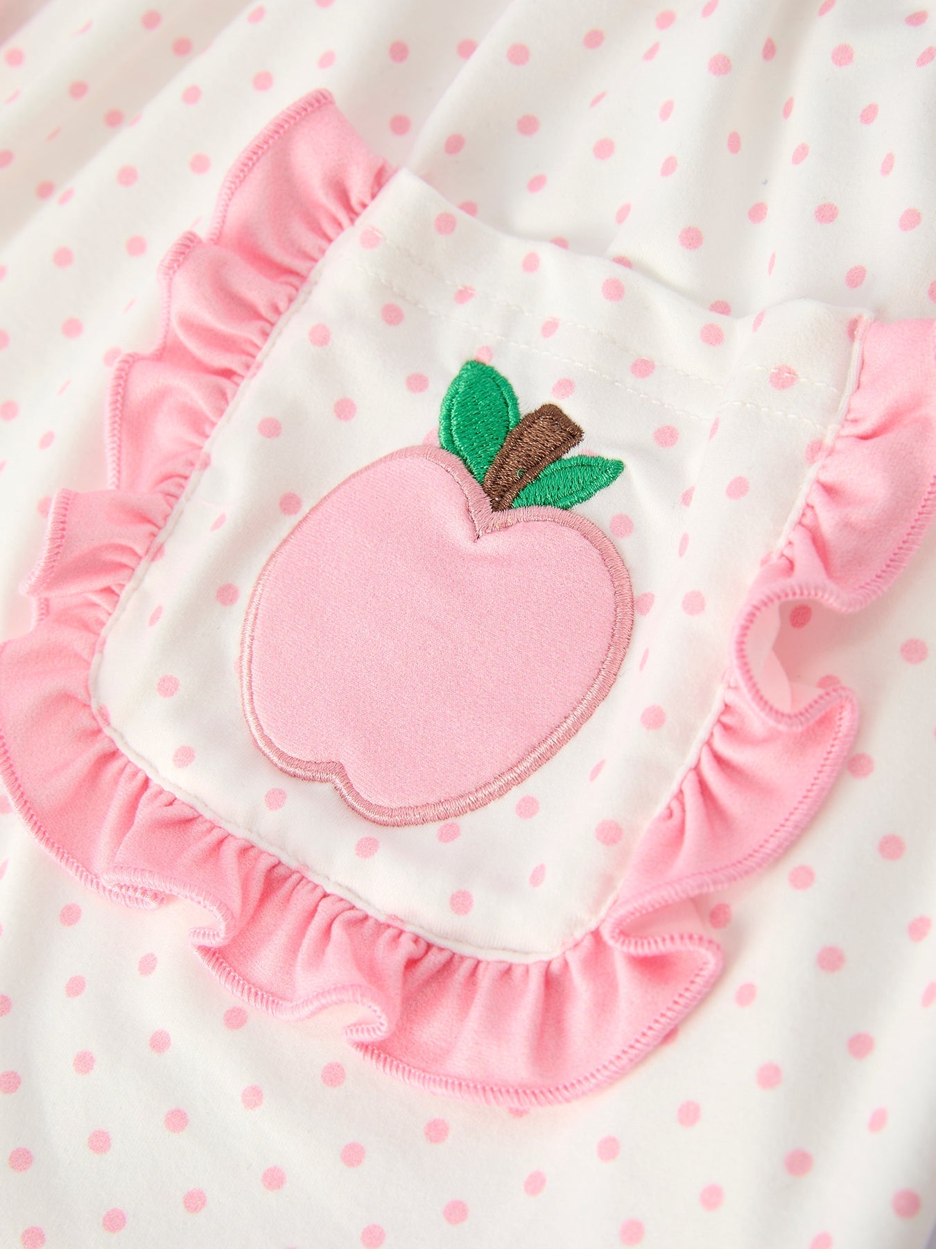 Back To School Girls' Apple Applique Set with Pockets - Abbies Place