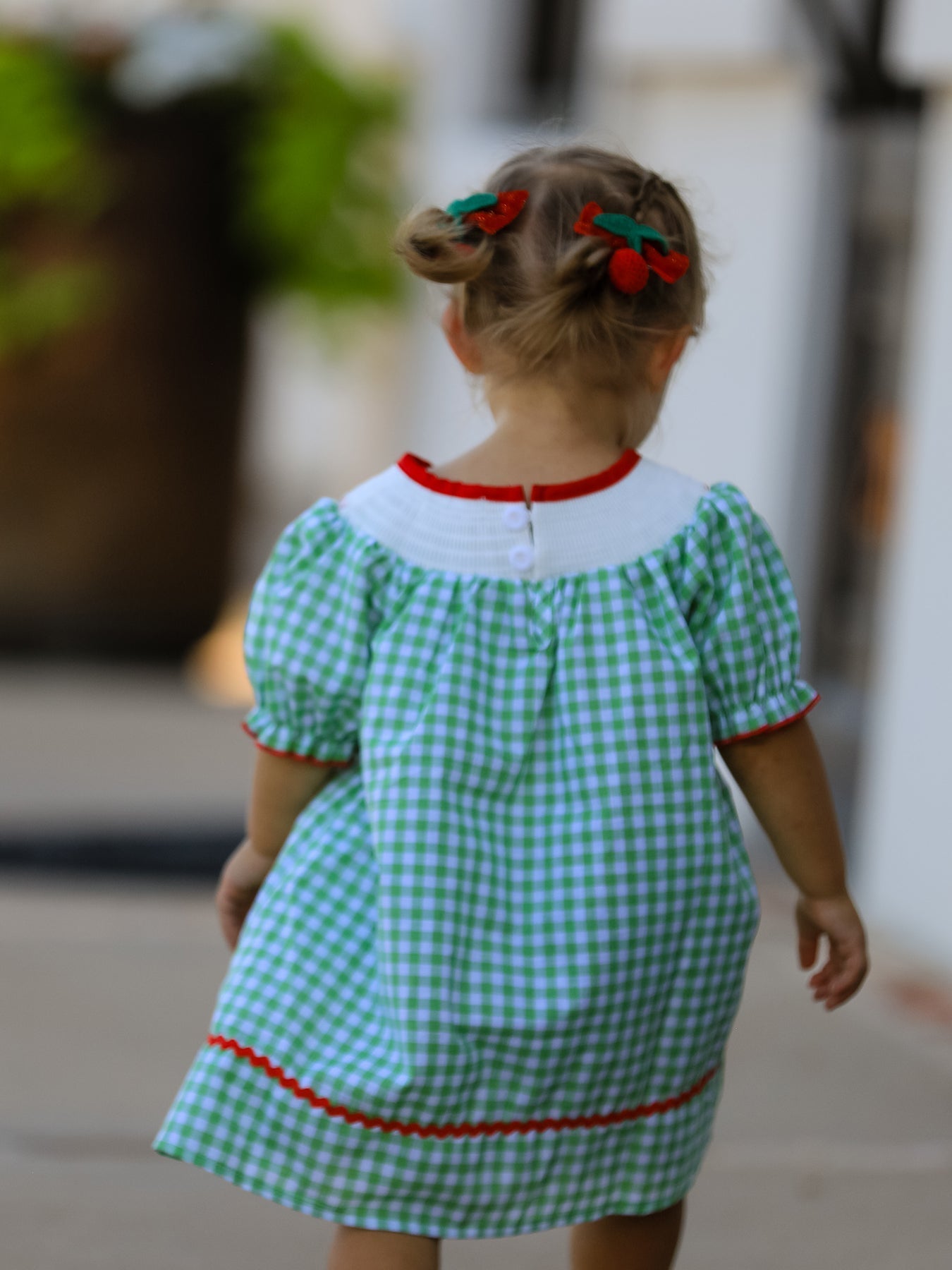 Back To School Girls Green Plaid Smocking Dress - Abbies Place