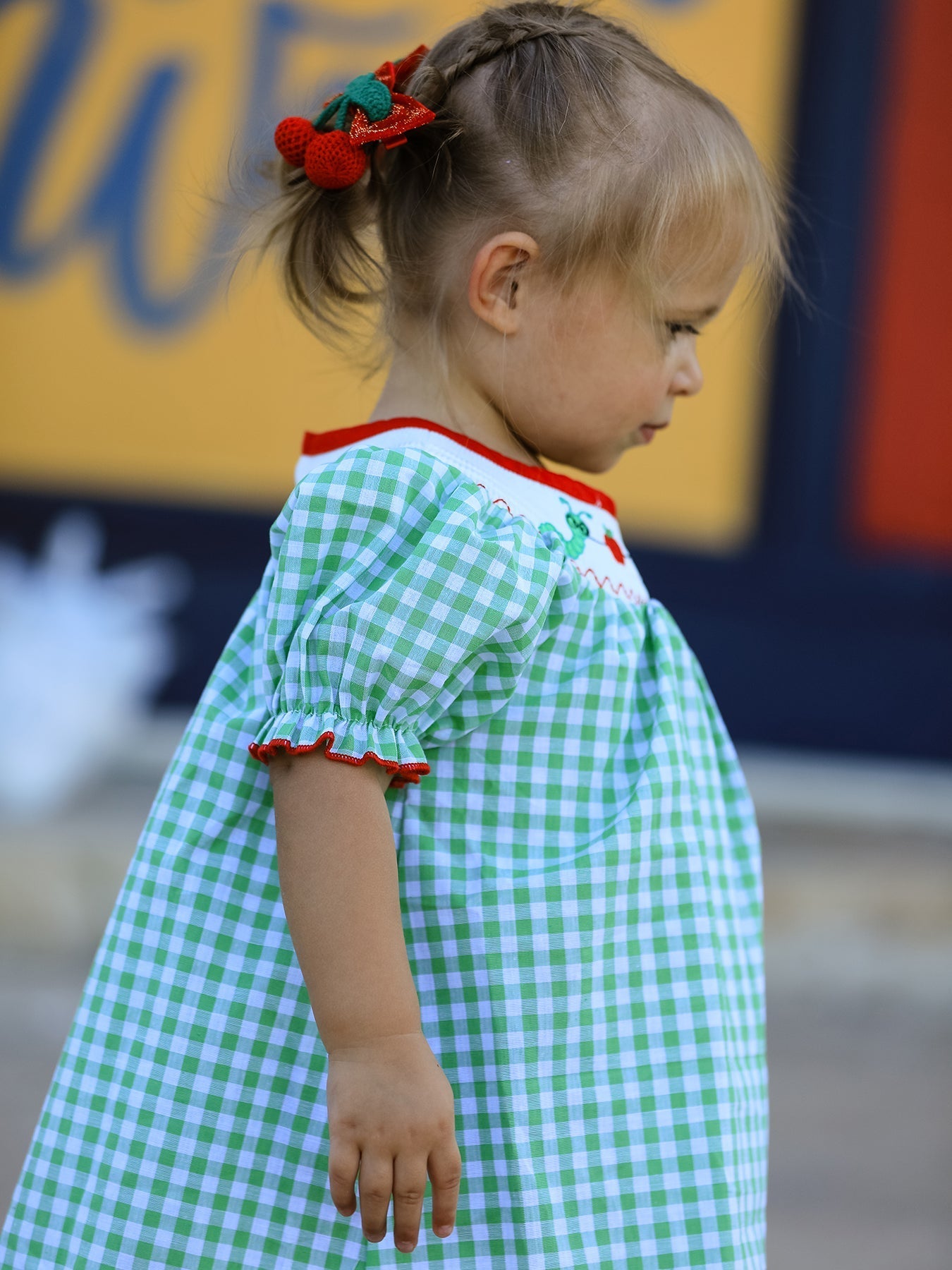 Back To School Girls Green Plaid Smocking Dress - Abbies Place