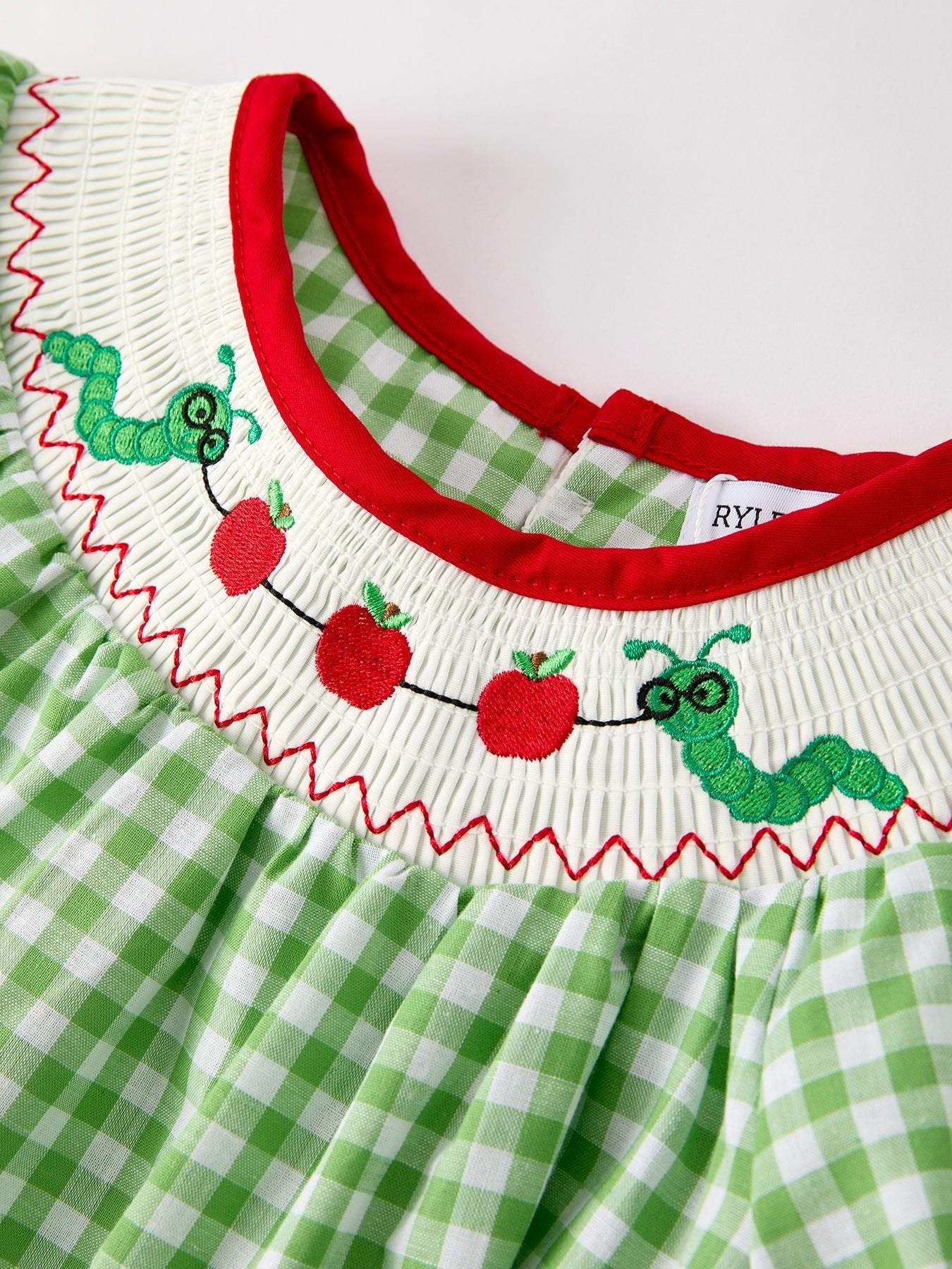Back To School Girls Green Plaid Smocking Dress - Abbies Place