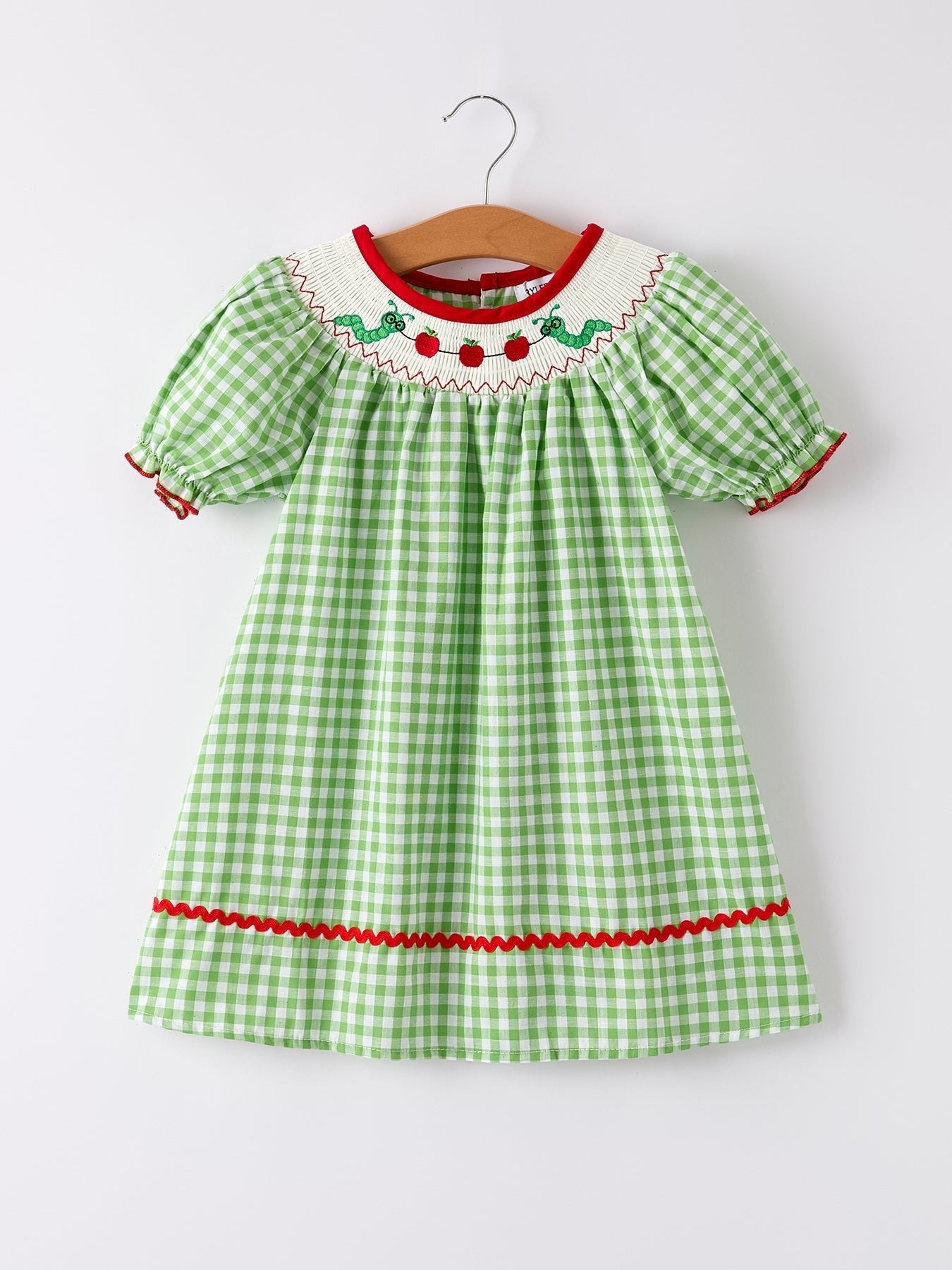 Back To School Girls Green Plaid Smocking Dress - Abbies Place