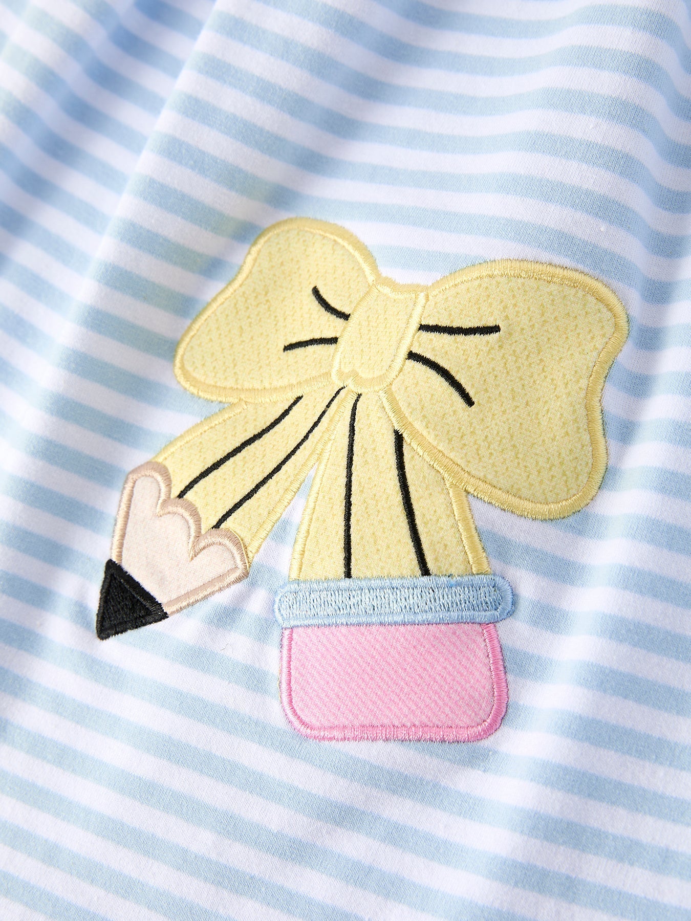 Back To School Girls Stripe Pencil Applique Bow Dress - Abbies Place