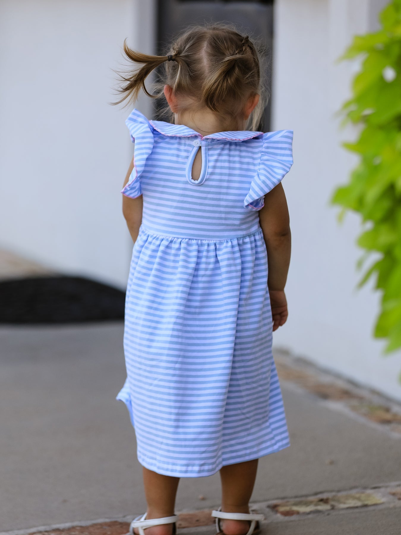 Back To School Girls Stripe Pencil Applique Bow Dress - Abbies Place