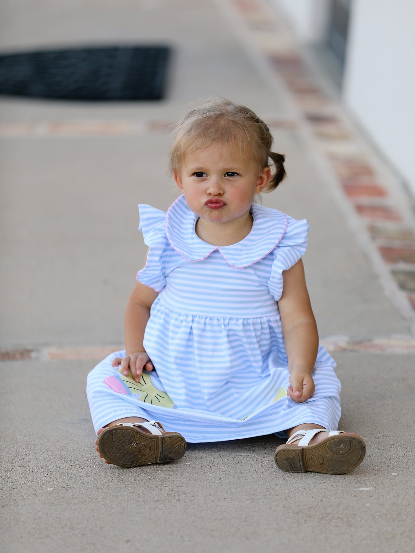 Back To School Girls Stripe Pencil Applique Bow Dress - Abbies Place