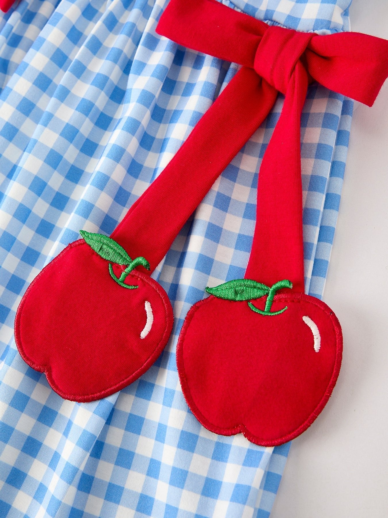 Back To School Girls Striped lapels Apple Bow Dress - Abbies Place