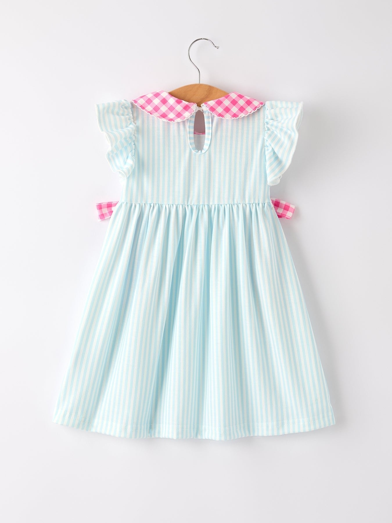 Back To School Girls Striped lapels Bow Dress - Abbies Place