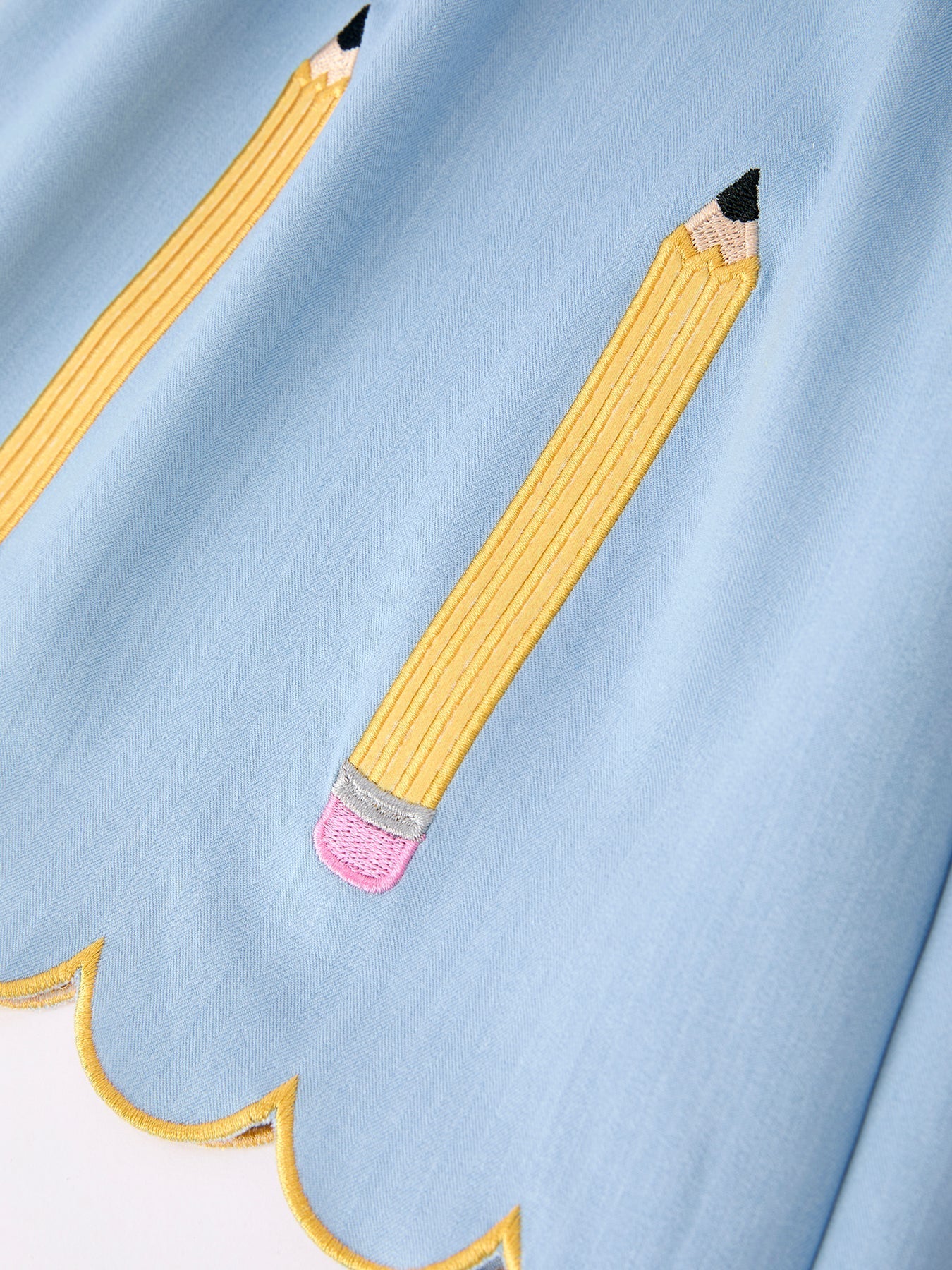 Back to School Pencil Applique Girl Dress Scallop Hem - Abbies Place