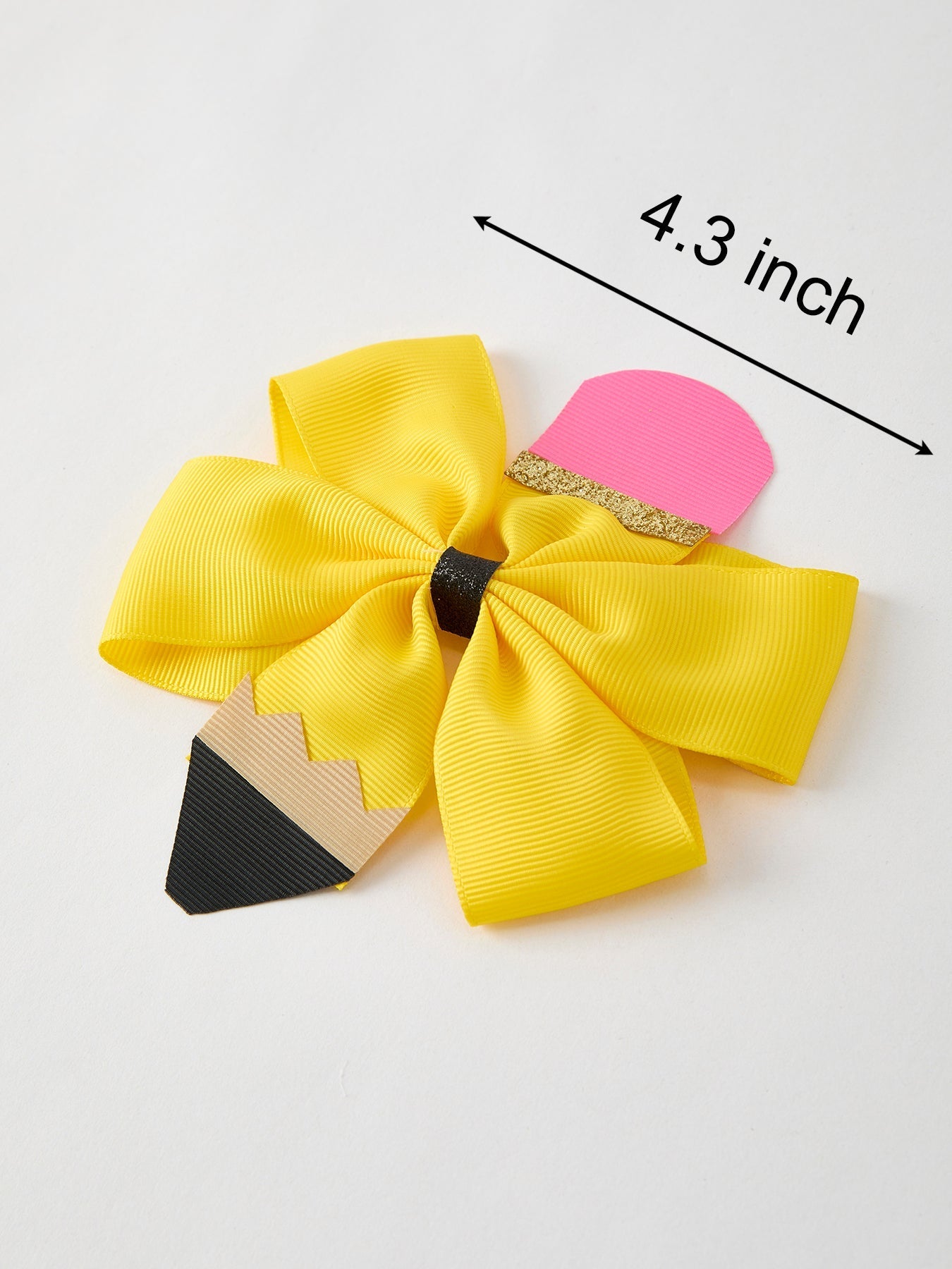 Back To School Pencil Bow 4.3 inch Hair Clip - Abbies Place