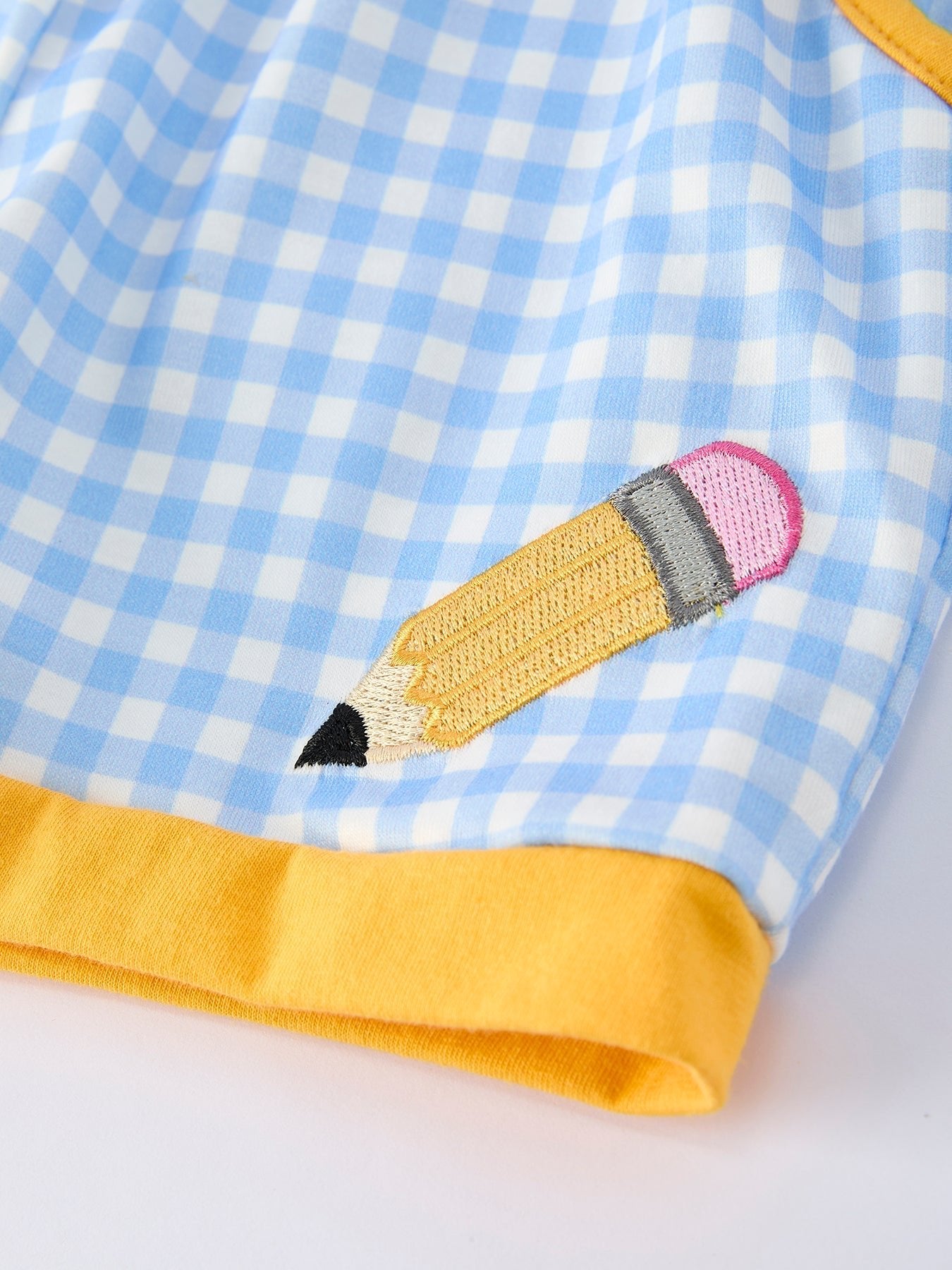 Back to School Pencil Boys Set Applique Plaid Shorts - Abbies Place