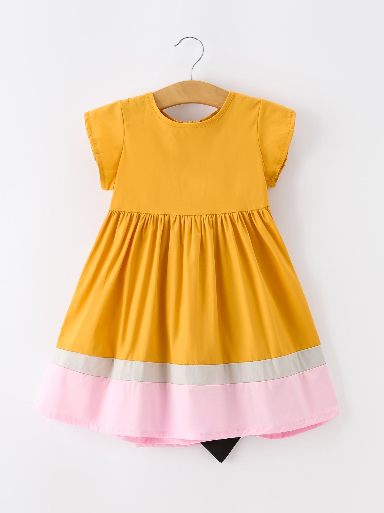 Back To School Pencil Girls Dress Color Block Bow Dress - Abbies Place