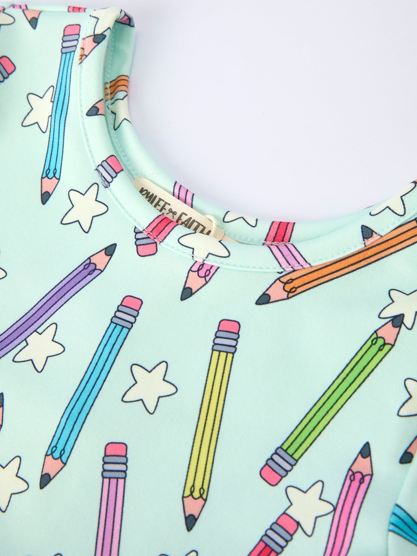 Back to School Pencil Print Girls Dress Short Sleeve - Abbies Place