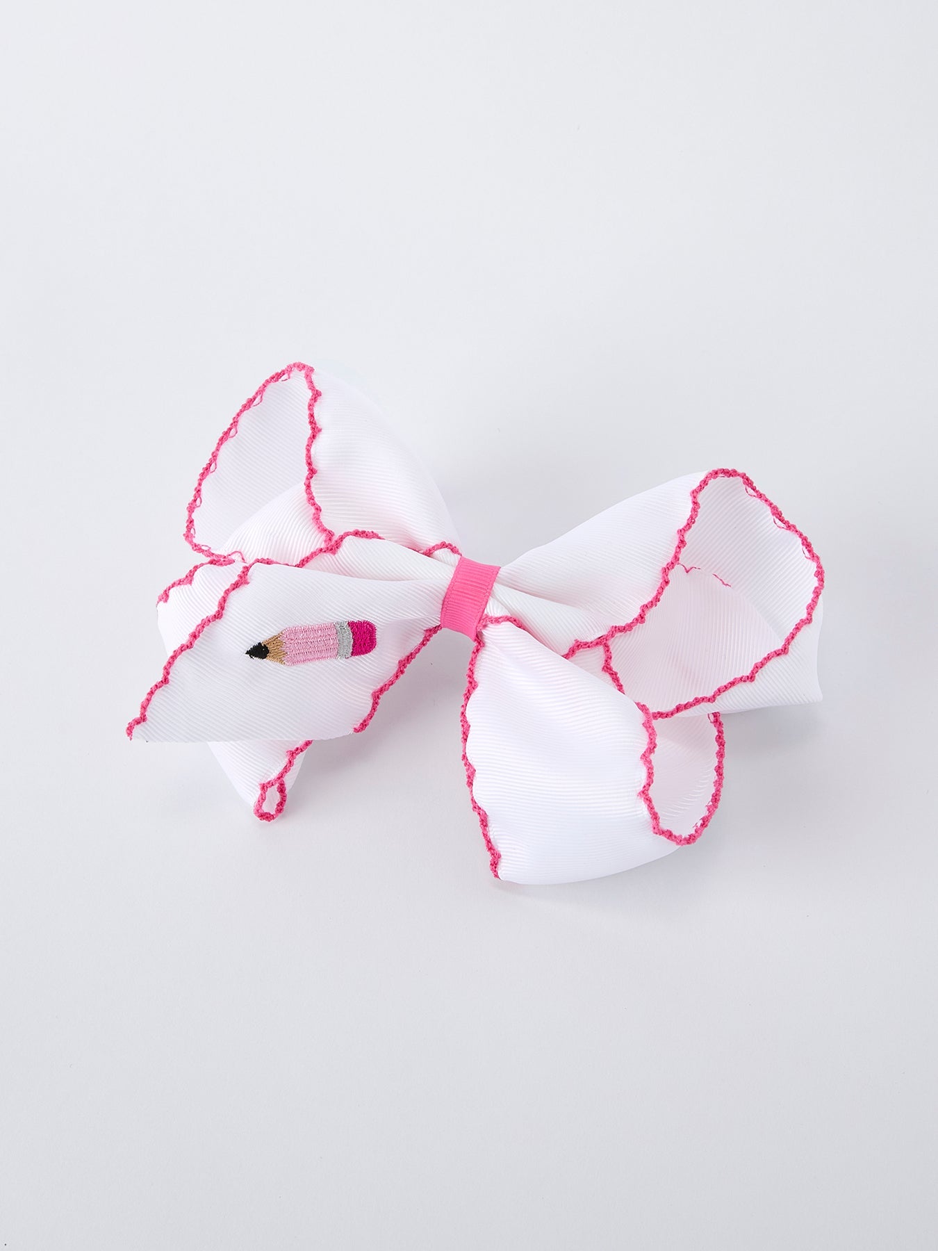 Back to School Pink Pencil Bow Hair Clip 6.25 Inch - Abbies Place
