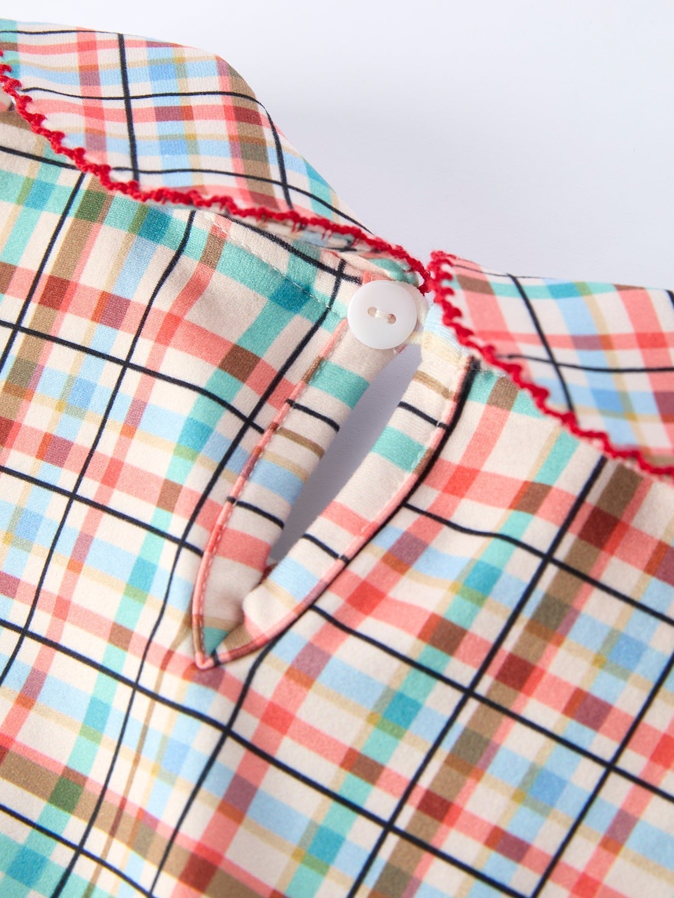Back to School Plaid Girls Dress Apple Applique Peter Pan Collar - Abbies Place