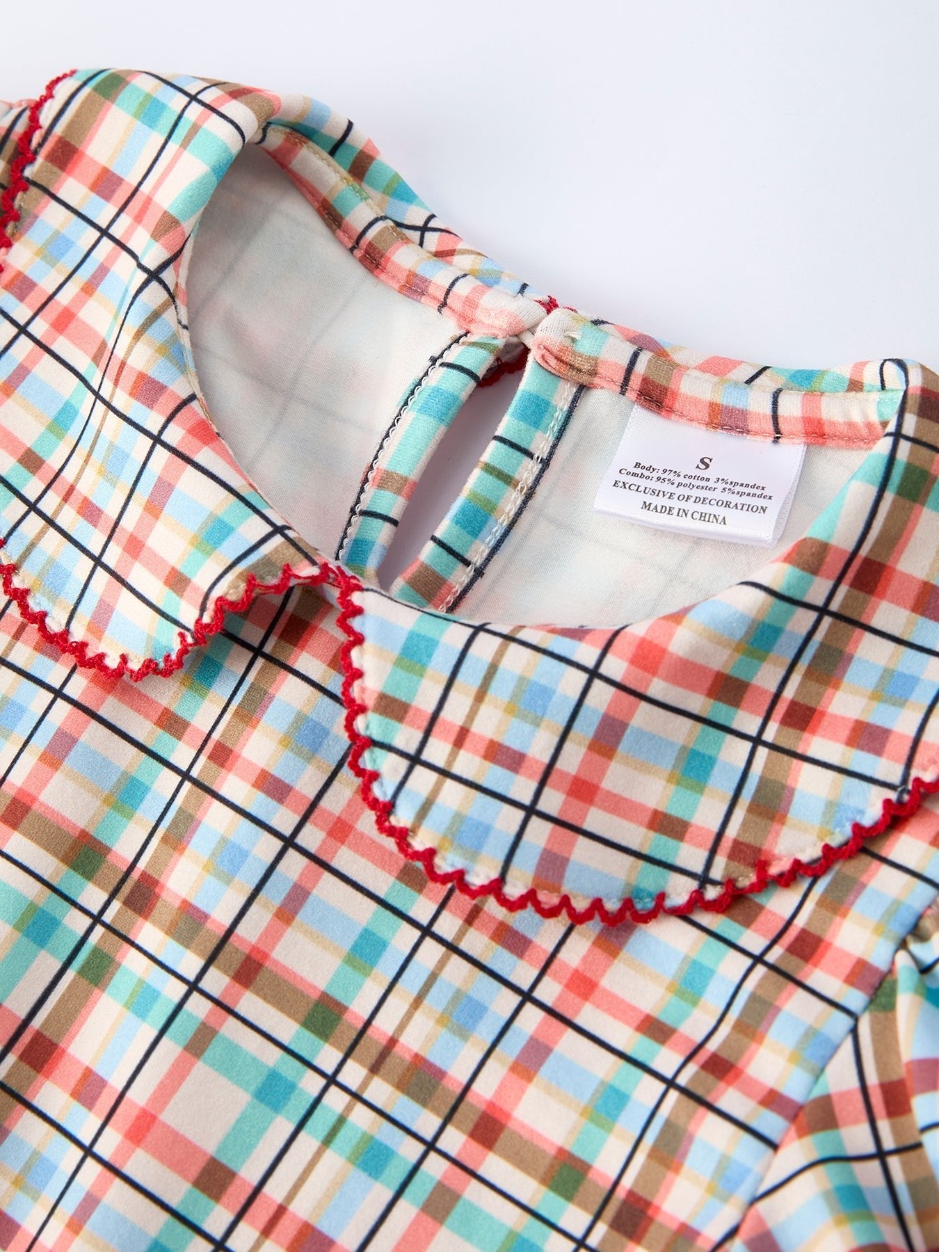 Back to School Plaid Girls Dress Apple Applique Peter Pan Collar - Abbies Place