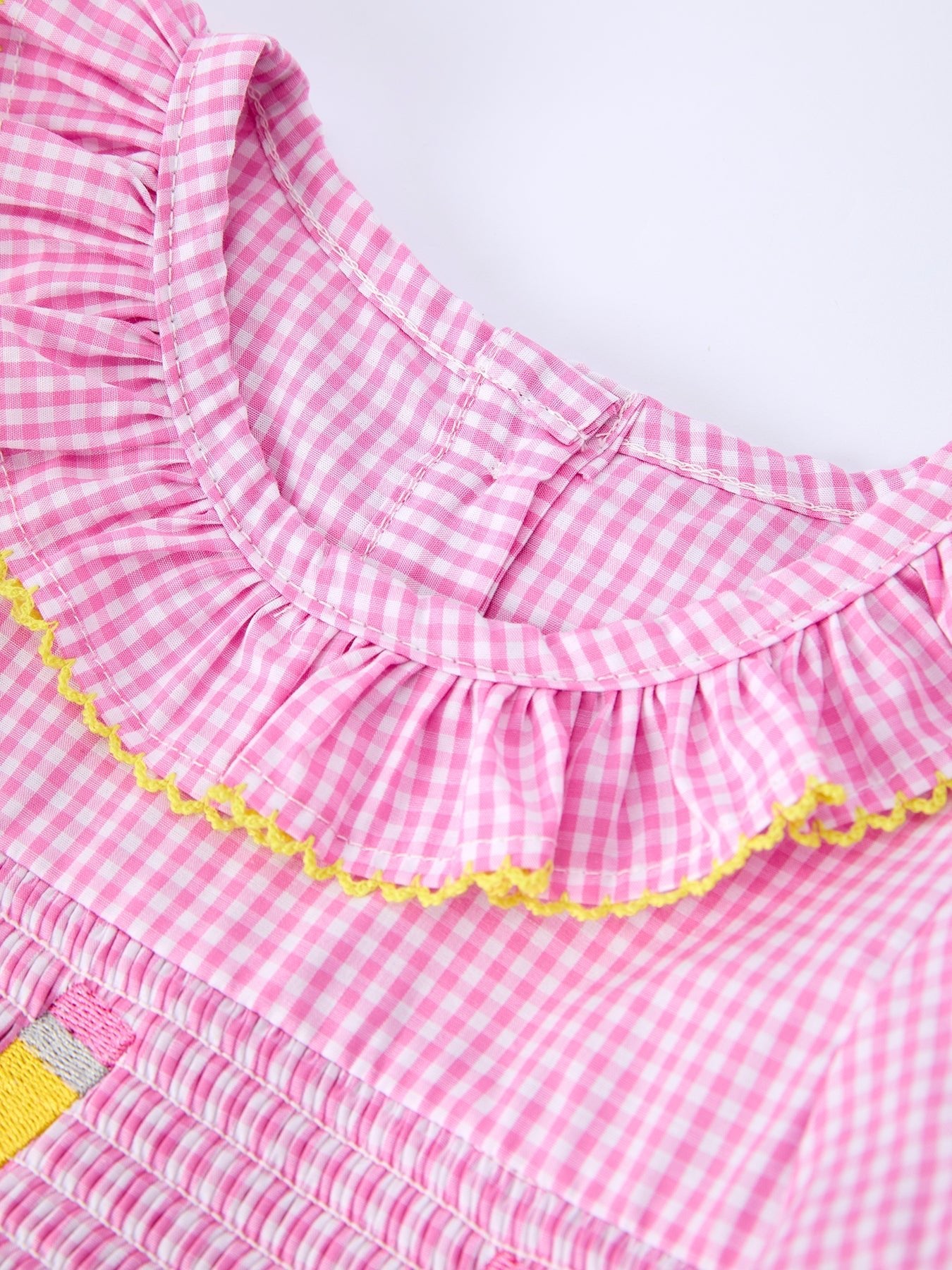 Back To School Plaid Girls Dress Smocked Puff Sleeve Bow - Abbies Place