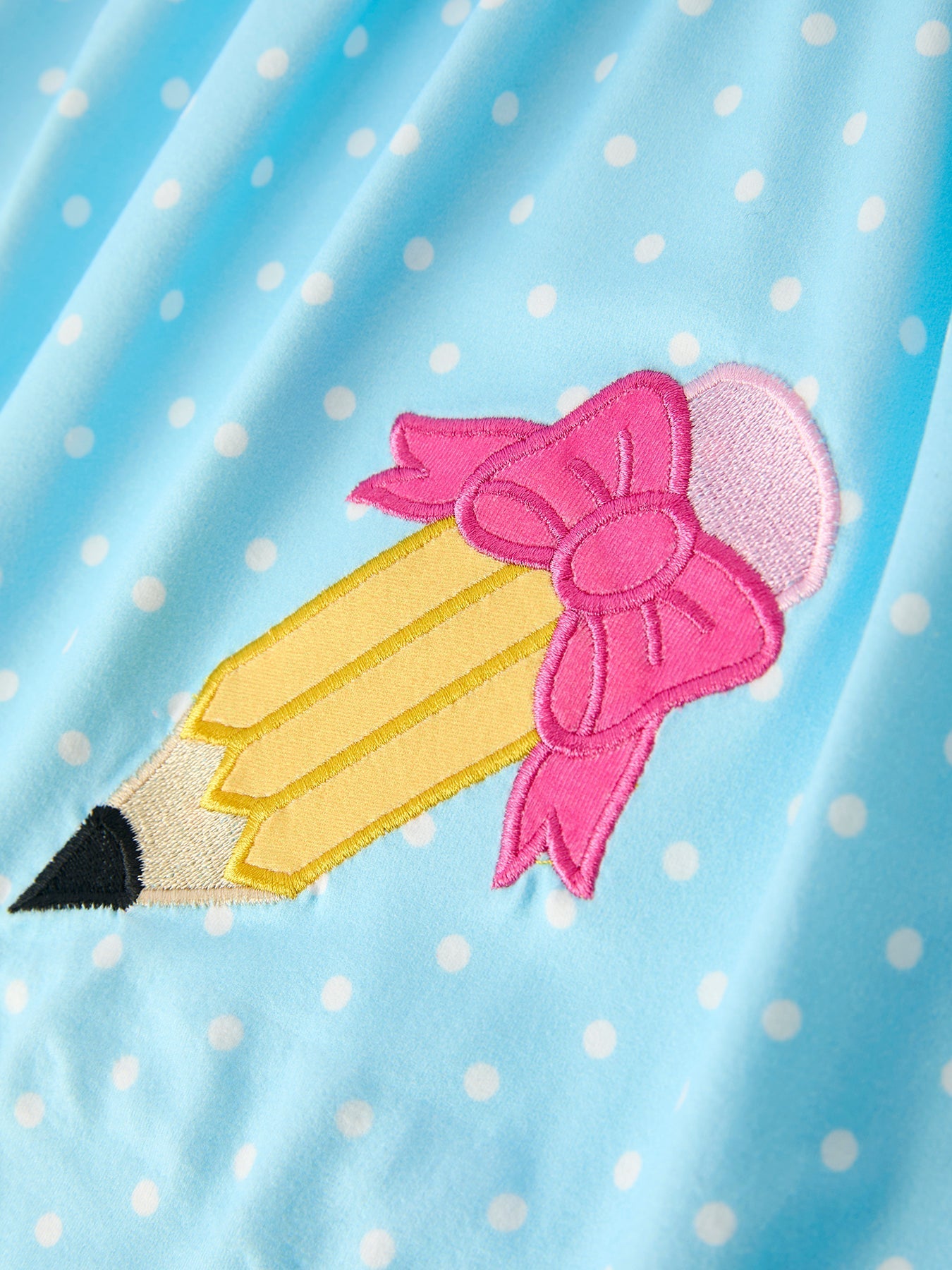 Back to School Polka Dot Girls Dress Pencil Bow Applique - Abbies Place
