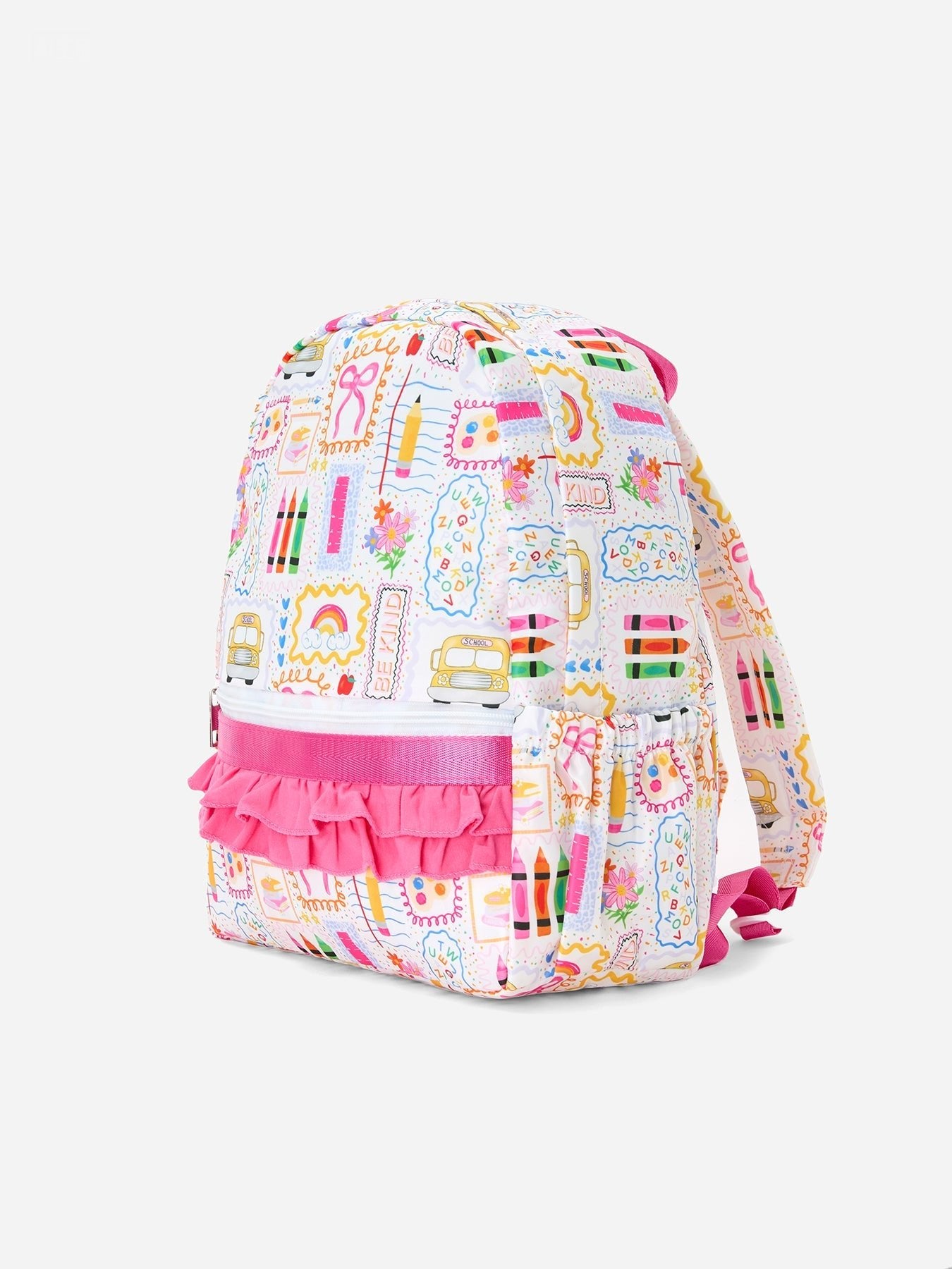 Back to School Print Girls Backpack Ruffle Bag - Abbies Place
