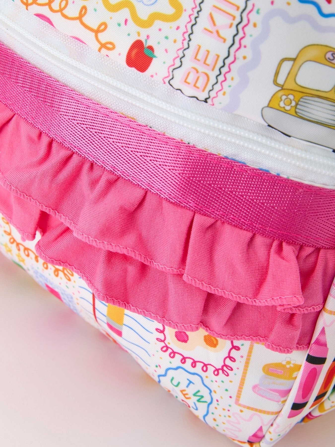 Back to School Print Girls Backpack Ruffle Bag - Abbies Place
