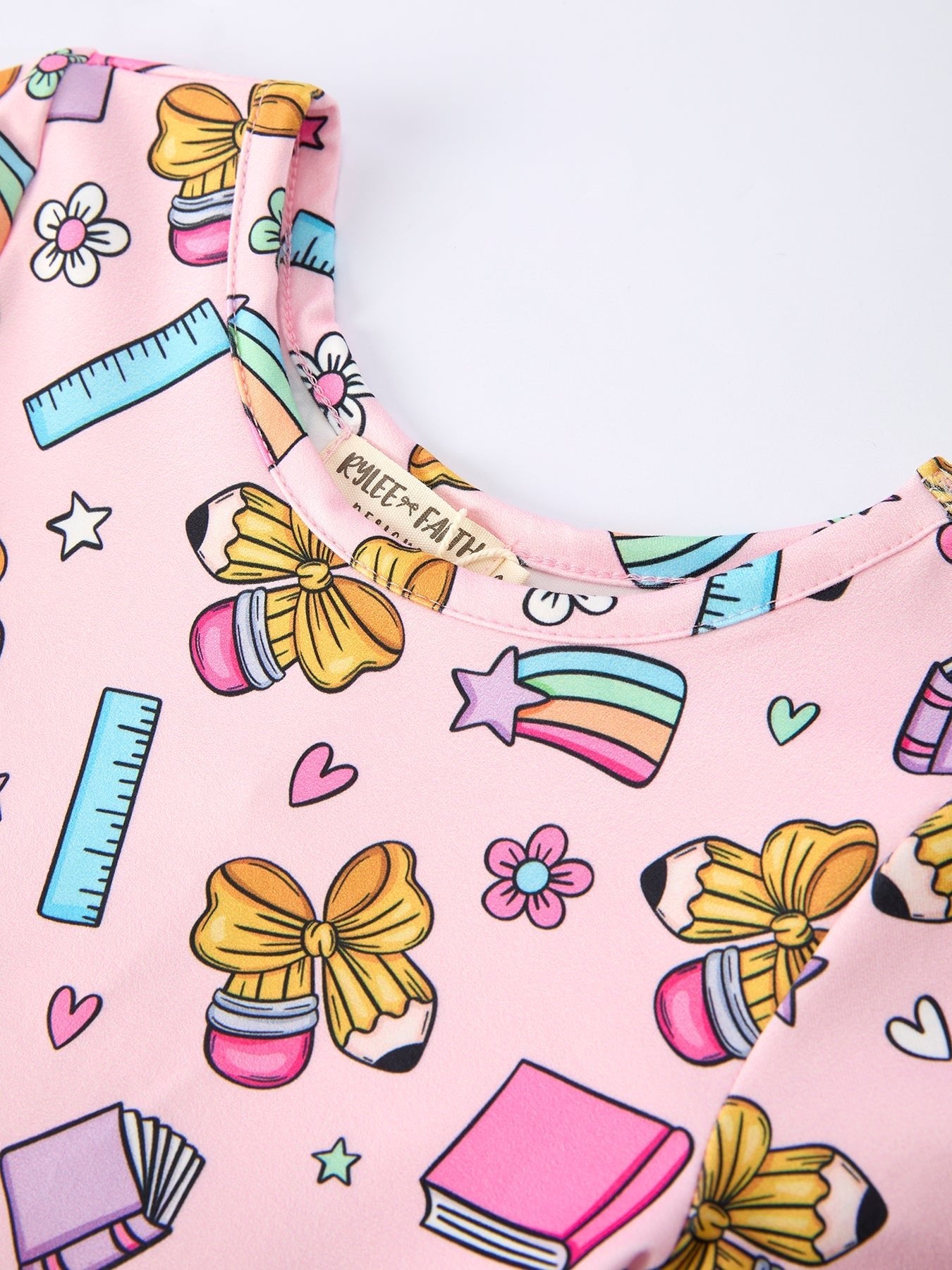 Back to School Print Girls Dress Short Sleeve - Abbies Place