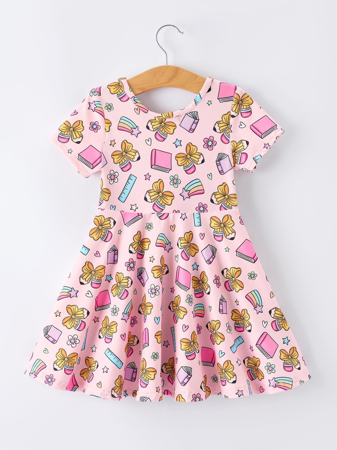 Back to School Print Girls Dress Short Sleeve - Abbies Place