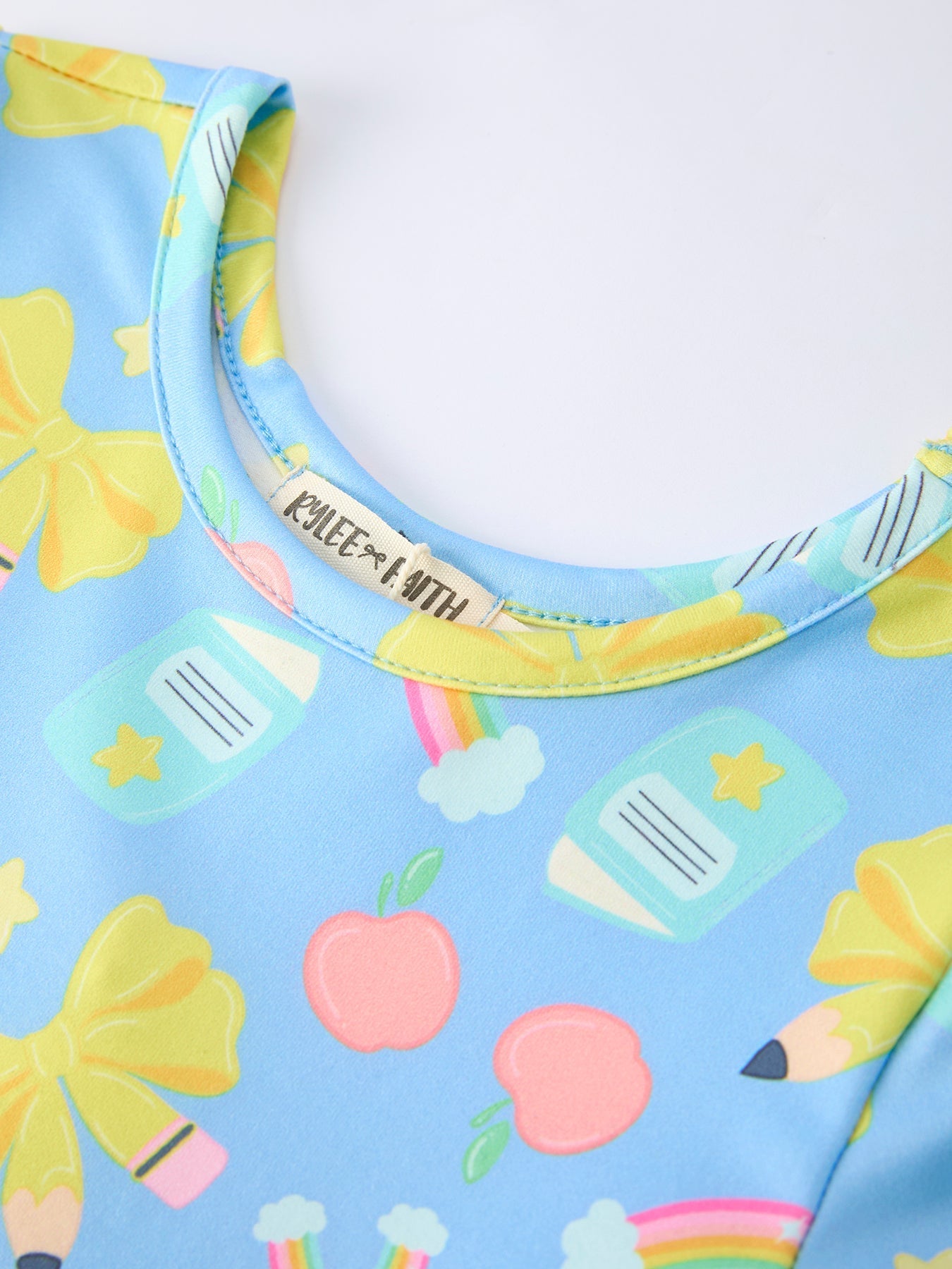 Back to School Rainbow Bow Girls Dress - Abbies Place