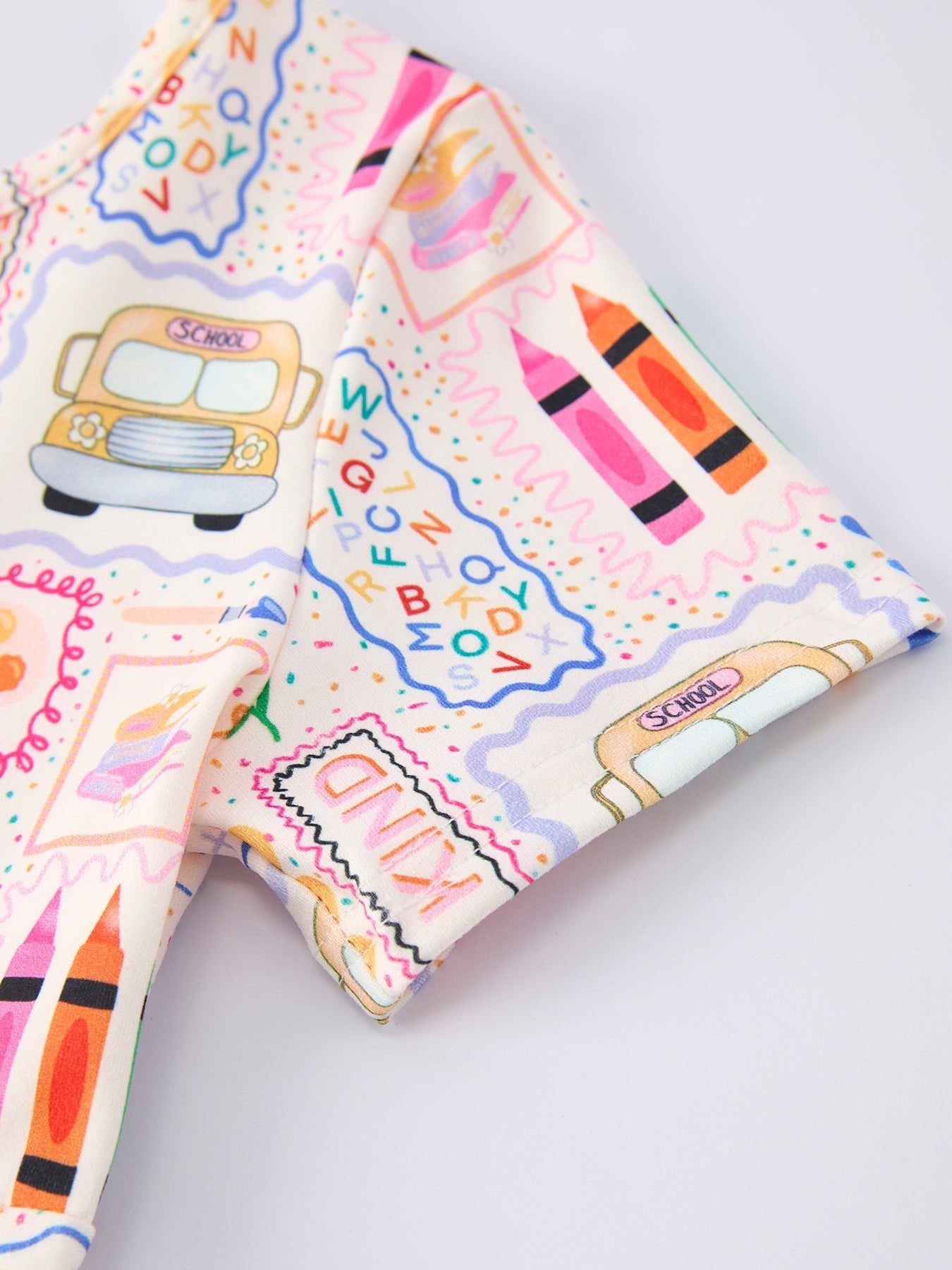 Back to School Rainbow Print Girls Dress Short Sleeve - Abbies Place