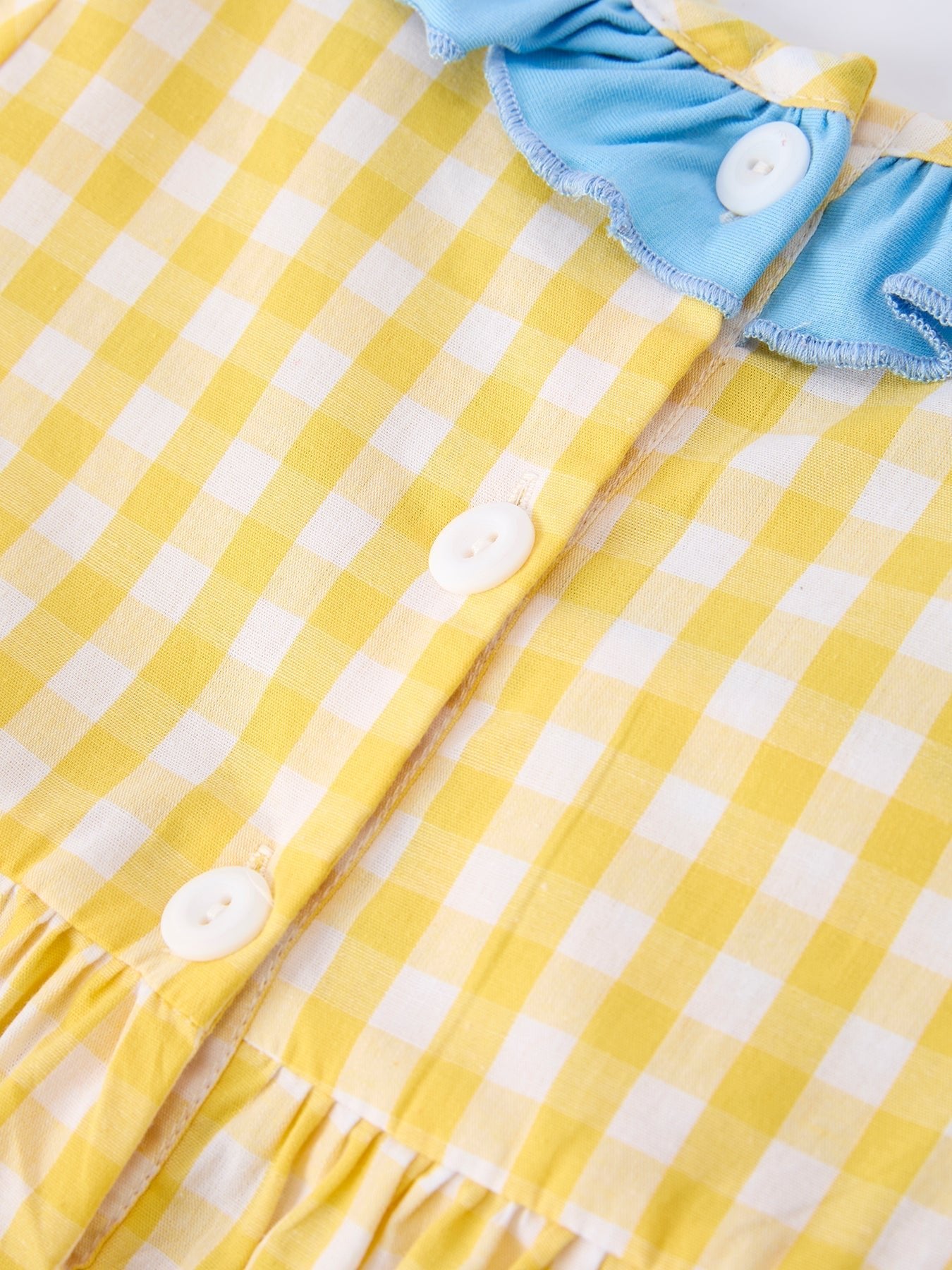 Back To School School Bus Plaid Girls Dress Ruffle Collar Bow - Abbies Place