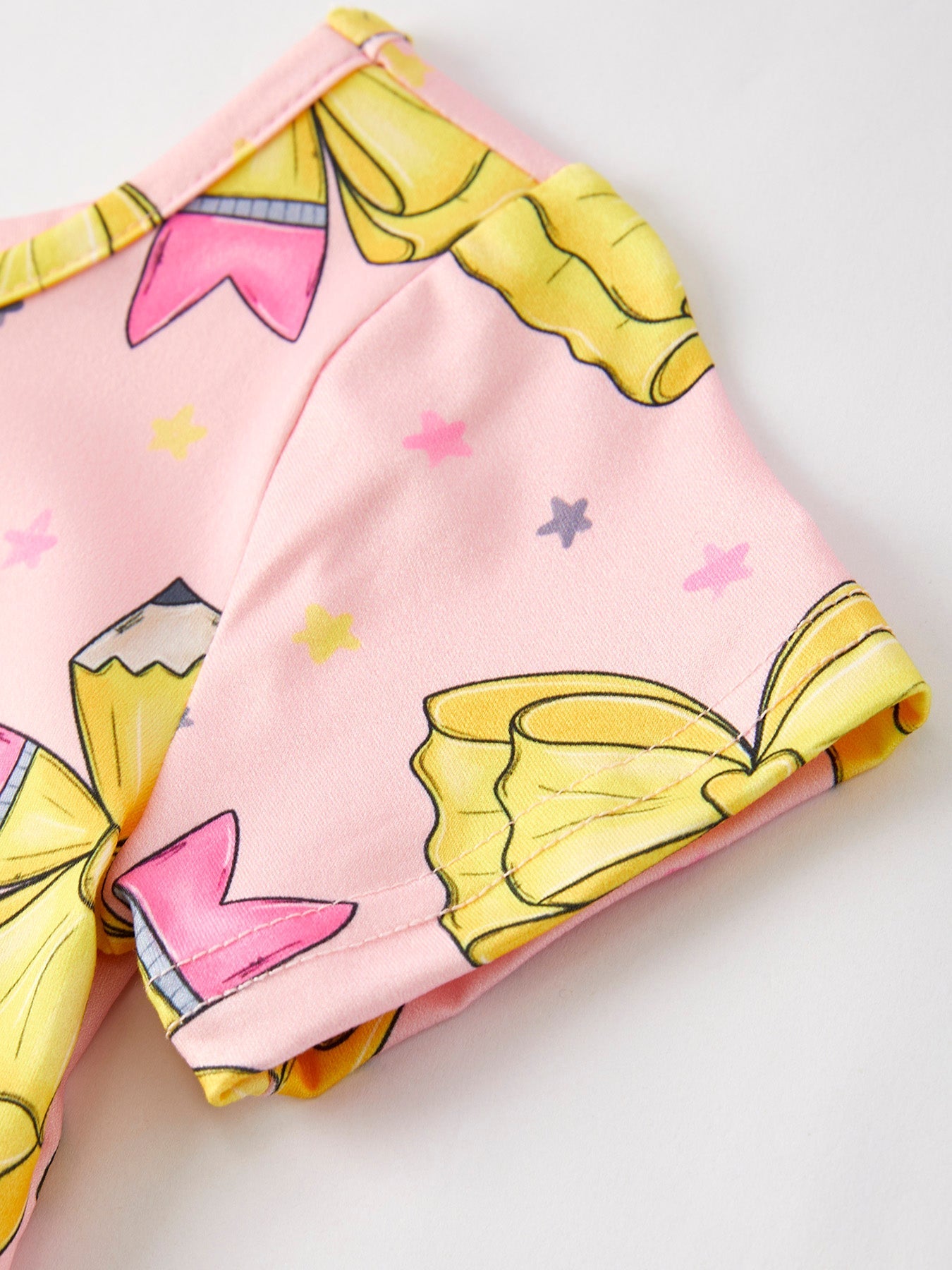 Back to School Yellow Bow Print Girls Dress - Abbies Place