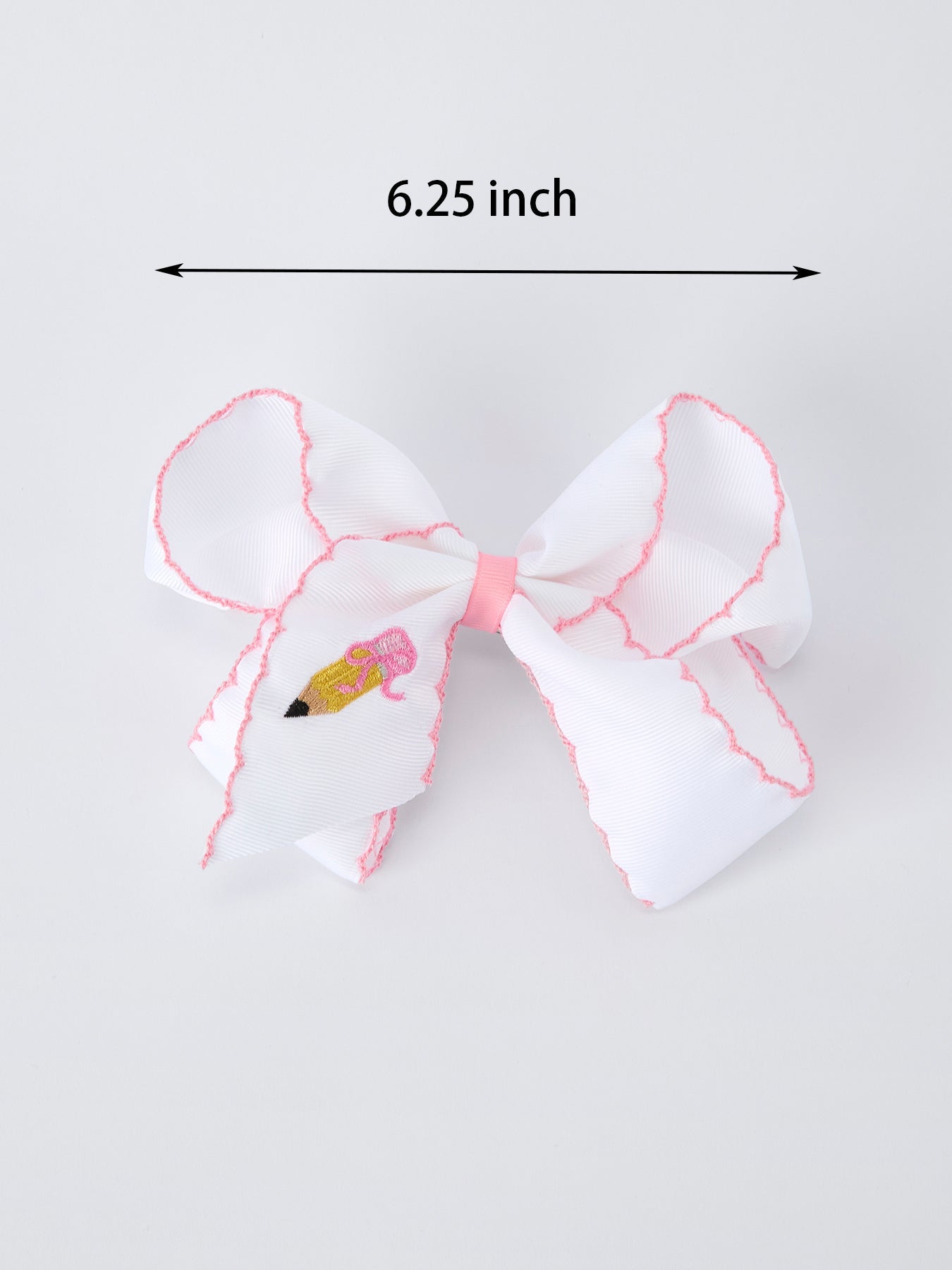 Back to School Yellow Pencil Bow Hair Clip 6.25 Inch - Abbies Place