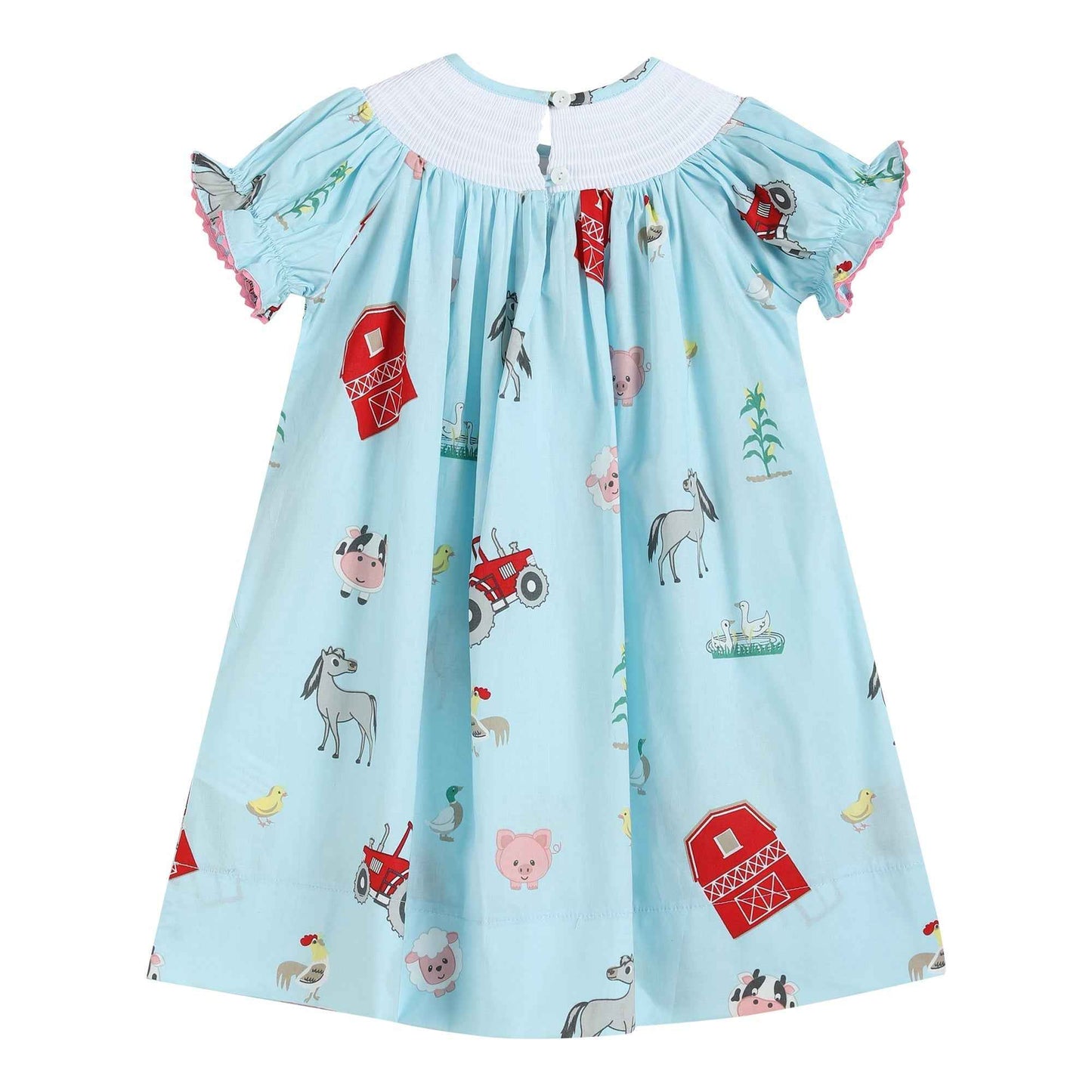 Barnyard Print Farm Animal Smocked Bishop Dress - Abbies Place