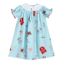 Load image into Gallery viewer, Barnyard Print Farm Animal Smocked Bishop Dress
