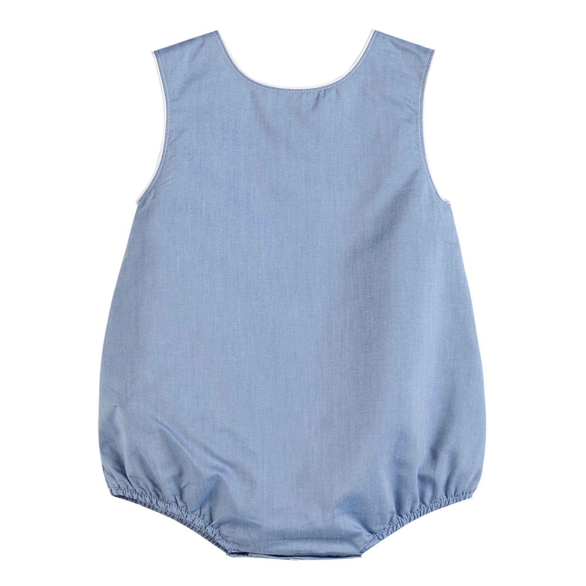 Basic Blue Denim Style Bubble Romper - Abbies Place