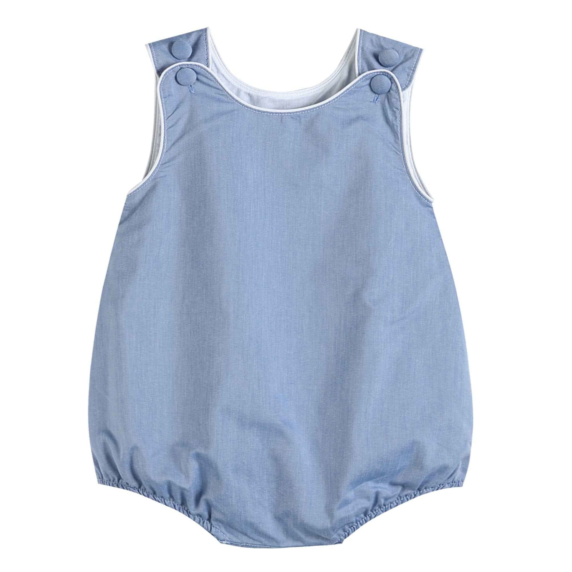 Basic Blue Denim Style Bubble Romper - Abbies Place