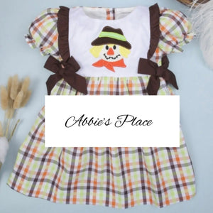 Scarecrow Applique Thanksgiving Baby Girl Dress - Image #1