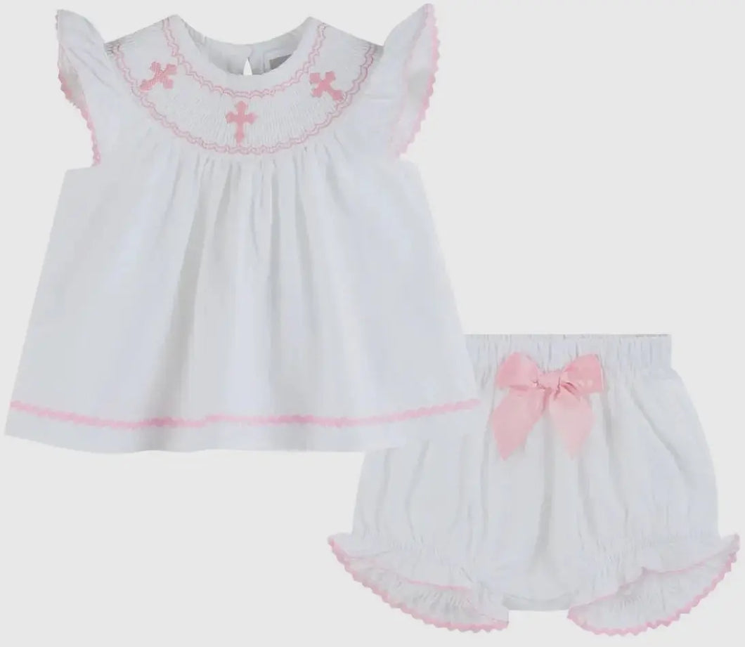 Smocked Cross Dress and Bloomer Set - Image #1