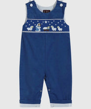 Load image into Gallery viewer, Preorder ETA 8/15-9/15-Royal Blue Corduroy Nativity Smocked Overalls - Image #1
