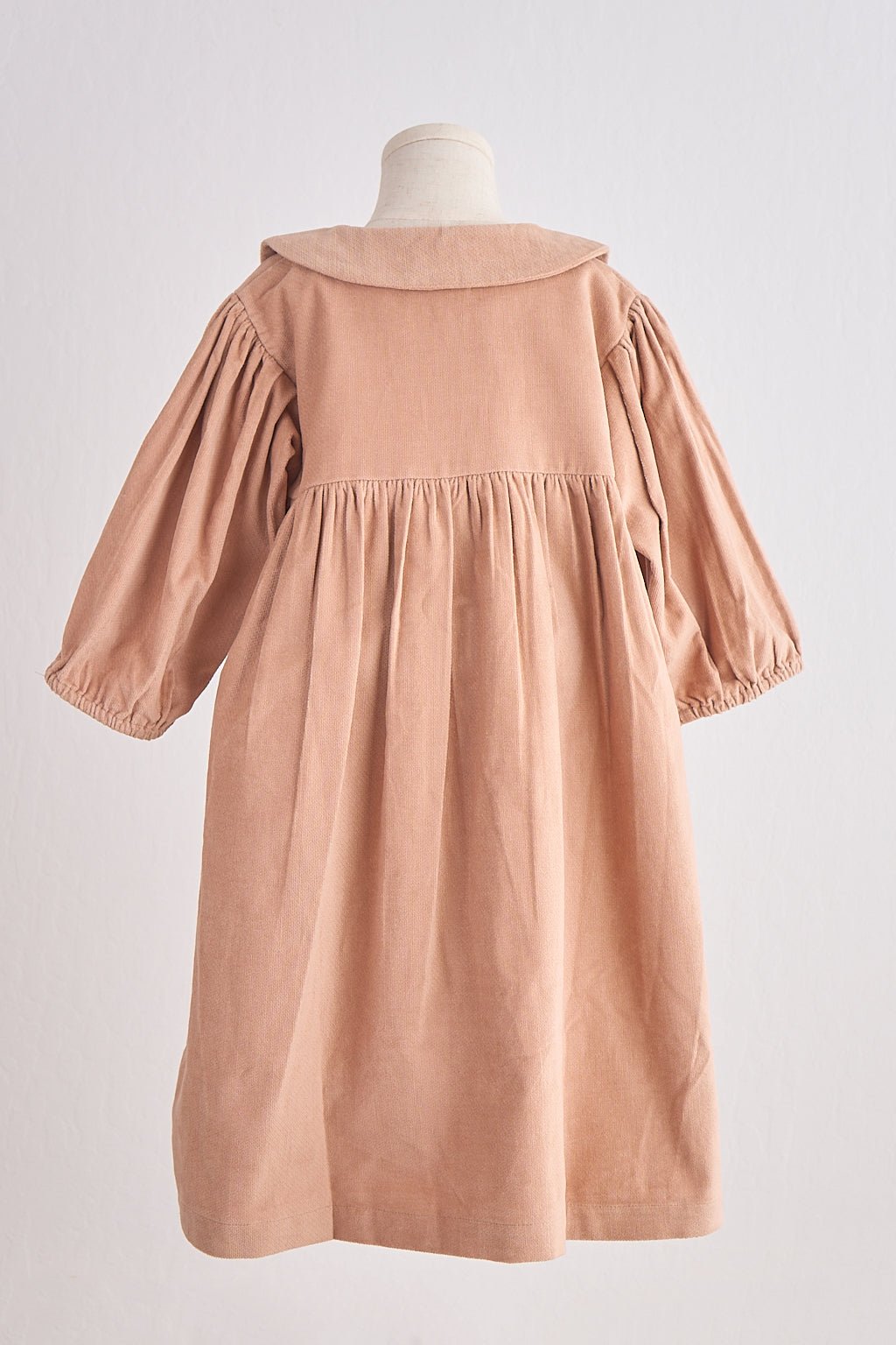Beige floral embroidery velveteen girl dress - Abbies Place