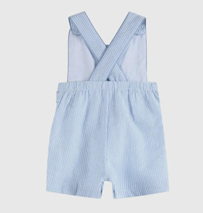 Blue Seersucker Easter Bunny Shortalls - Image #2