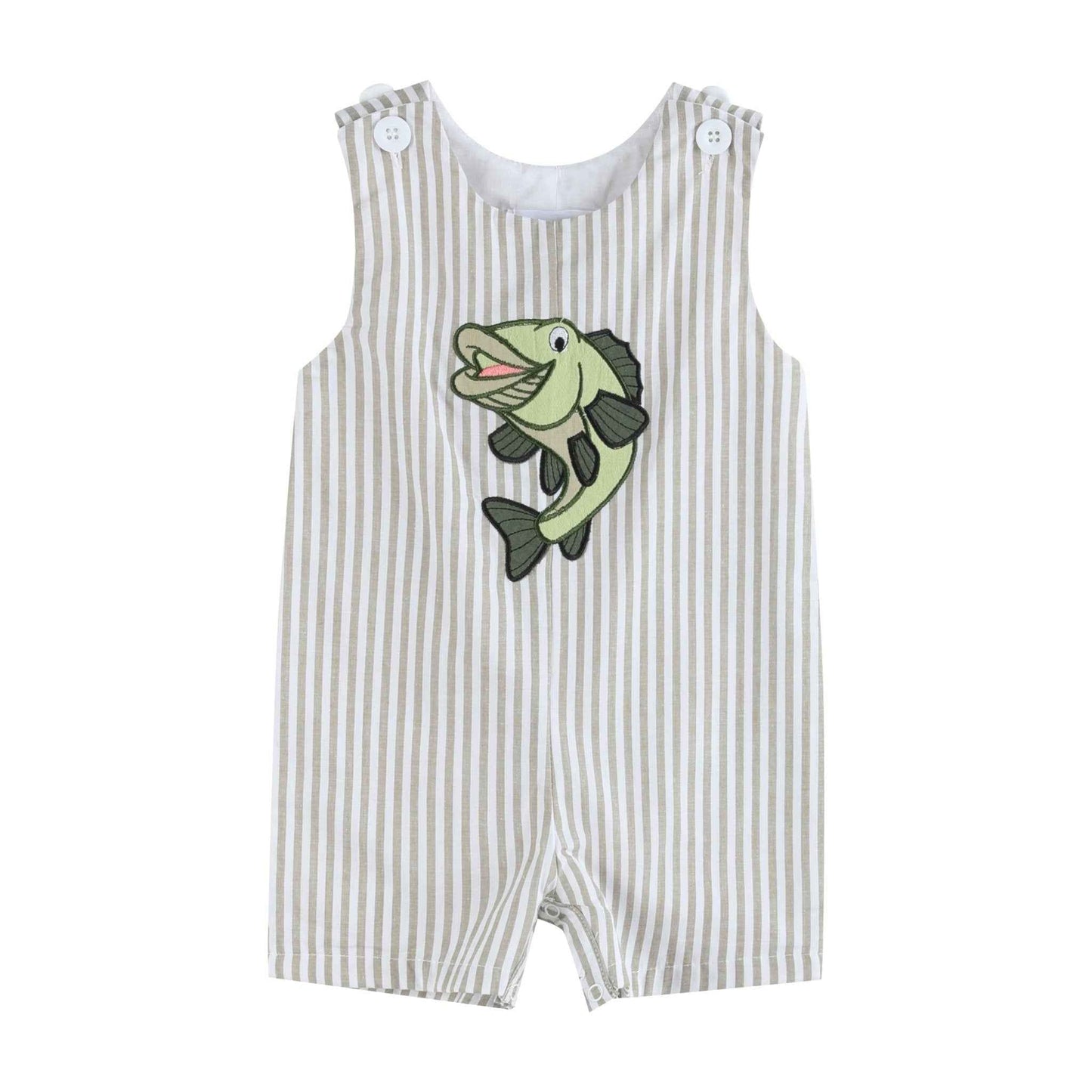 Big Mouth Bass Khaki Shortalls - Abbies Place