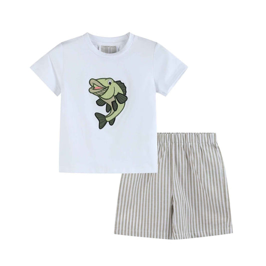 Big Mouth Bass Khaki Tee and Shorts Set - Abbies Place