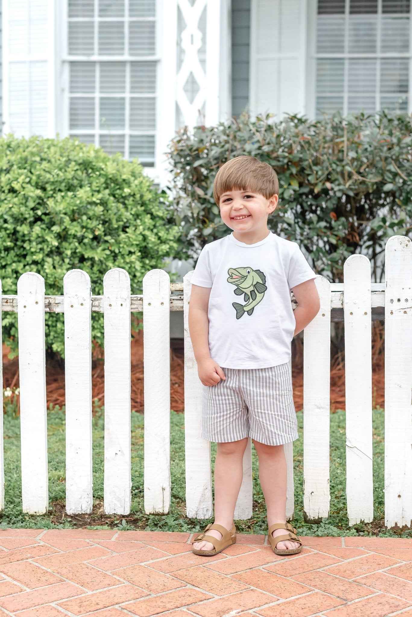 Big Mouth Bass Khaki Tee and Shorts Set - Abbies Place