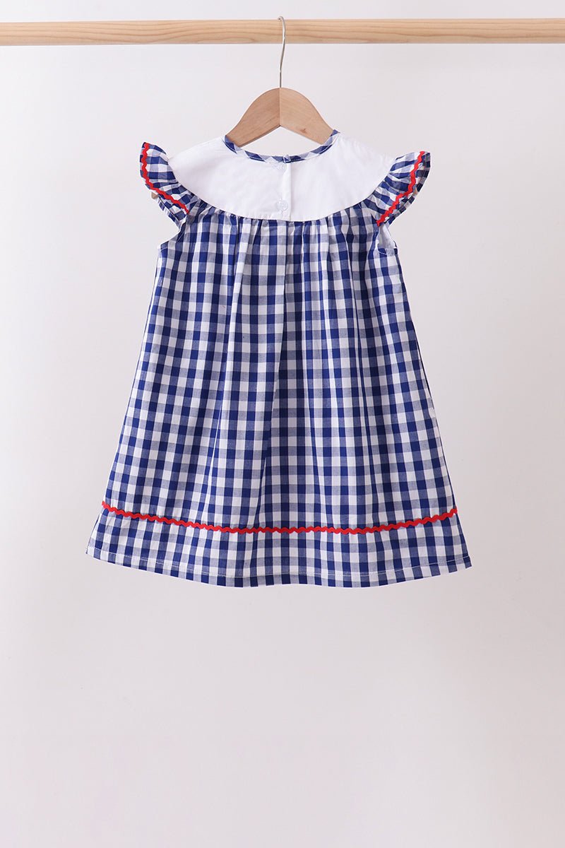 Black flag fireworks embroidery gingham dress - Abbies Place