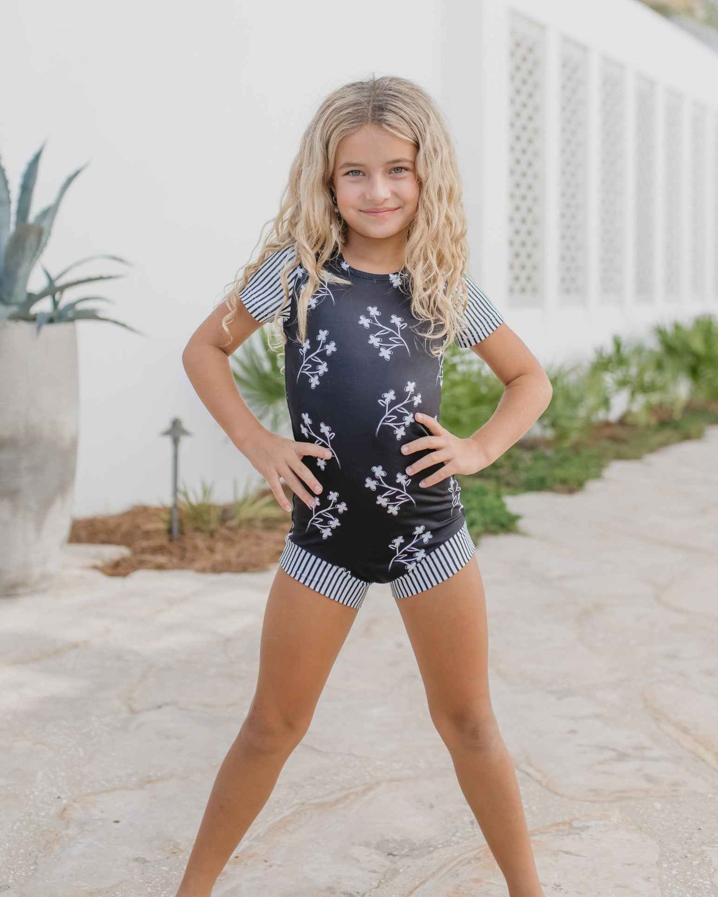 Black Floral Leotard - Abbies Place