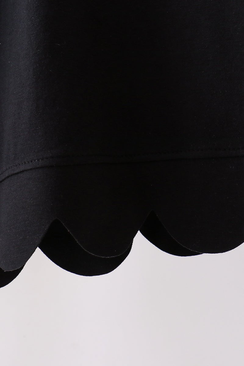 Black scalloped women shorts set - Abbies Place
