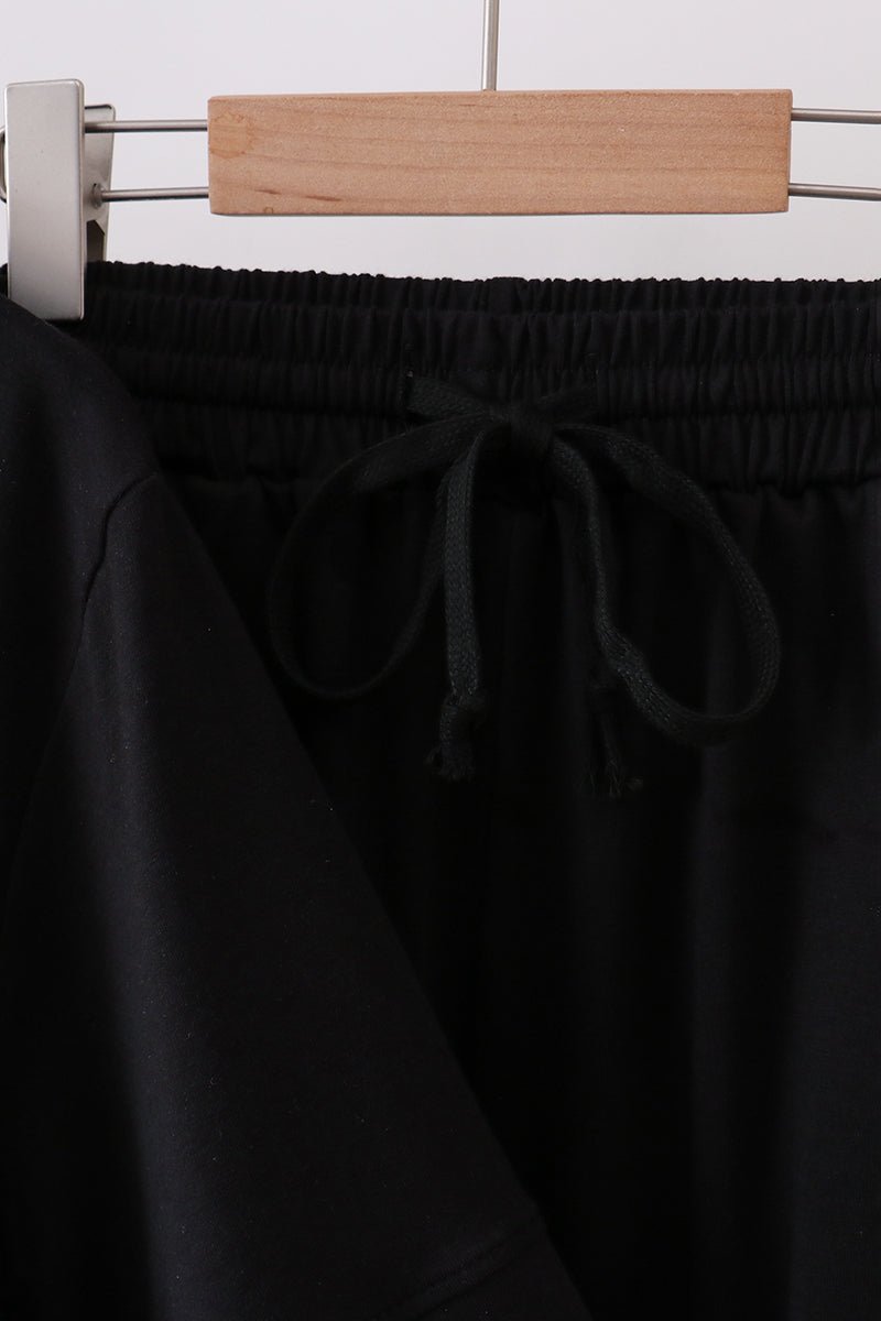 Black scalloped women shorts set - Abbies Place