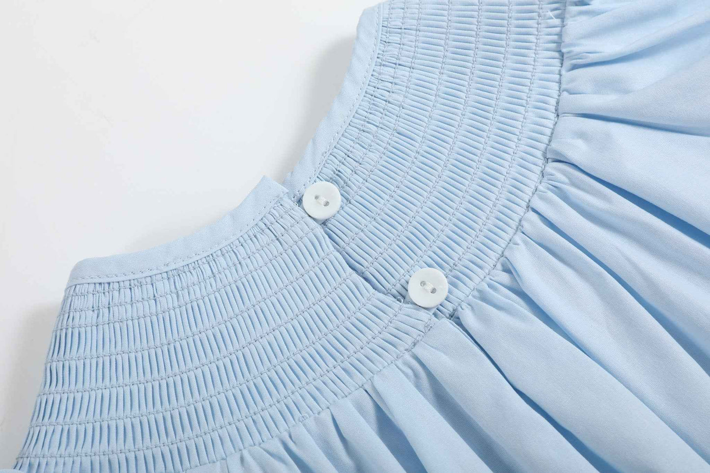 Blue and Pink Bow Smocked Romper - Abbies Place