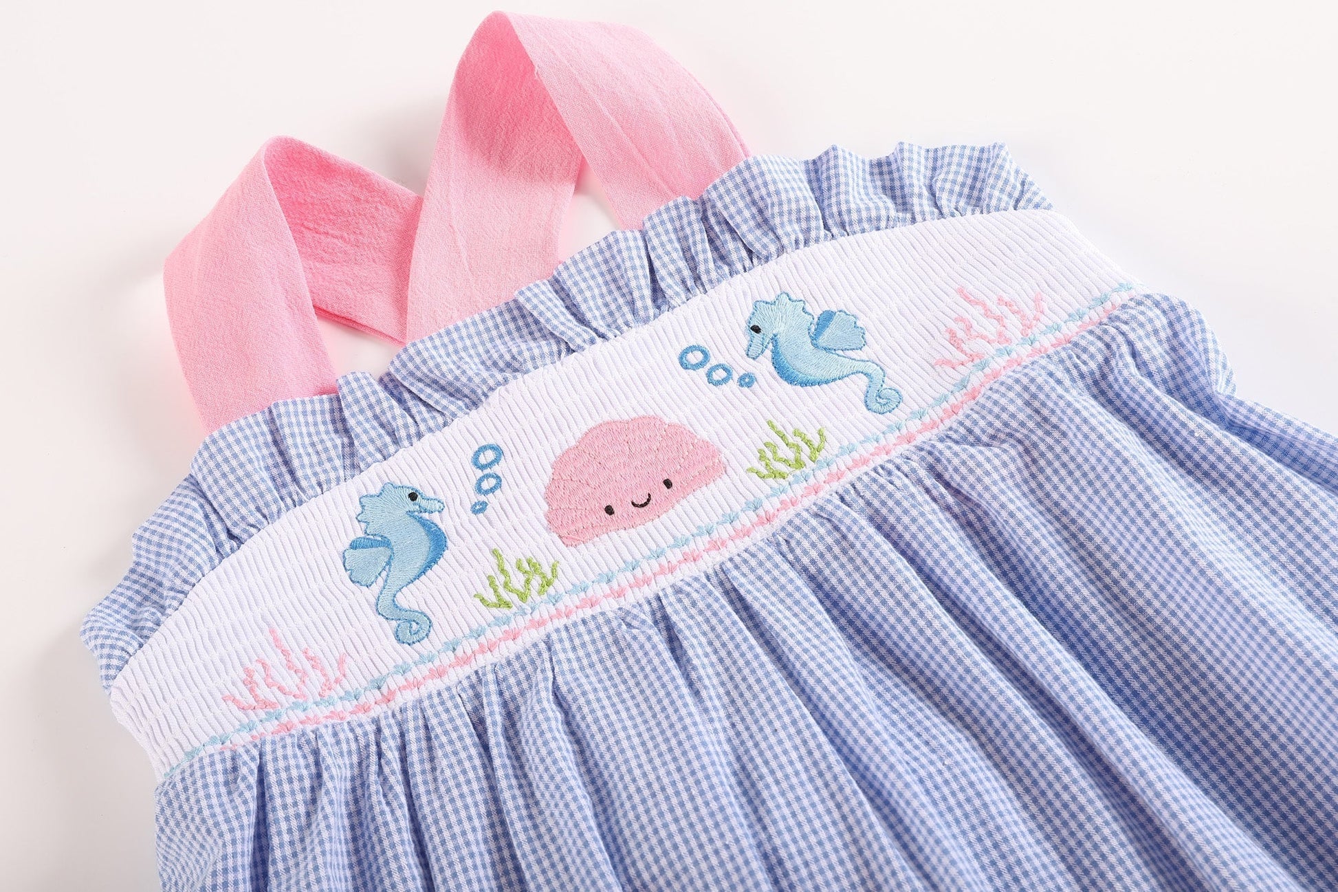 Blue and Pink Ocean Smocked Sundress - Abbies Place