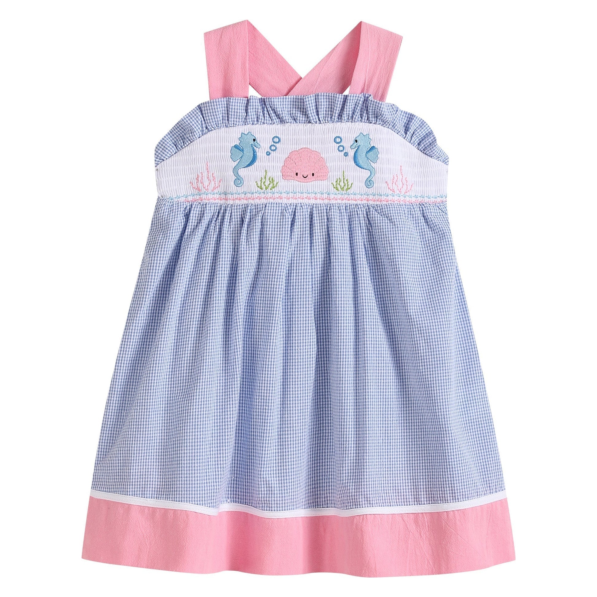 Blue and Pink Ocean Smocked Sundress - Abbies Place